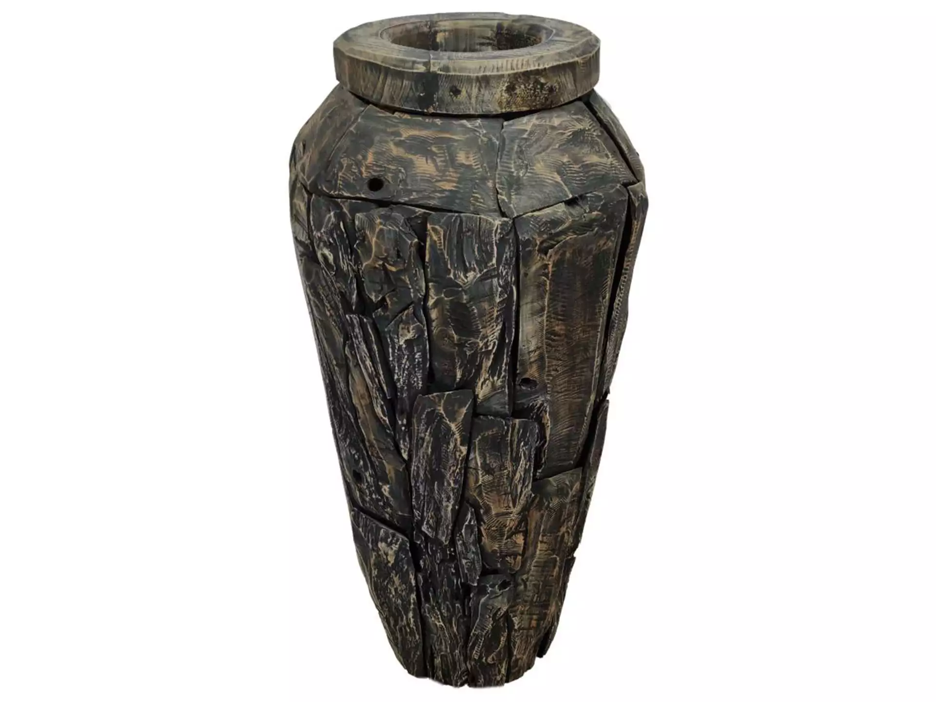 Vase Holz Gewaschen Schwarz H: 78 cm Dijk