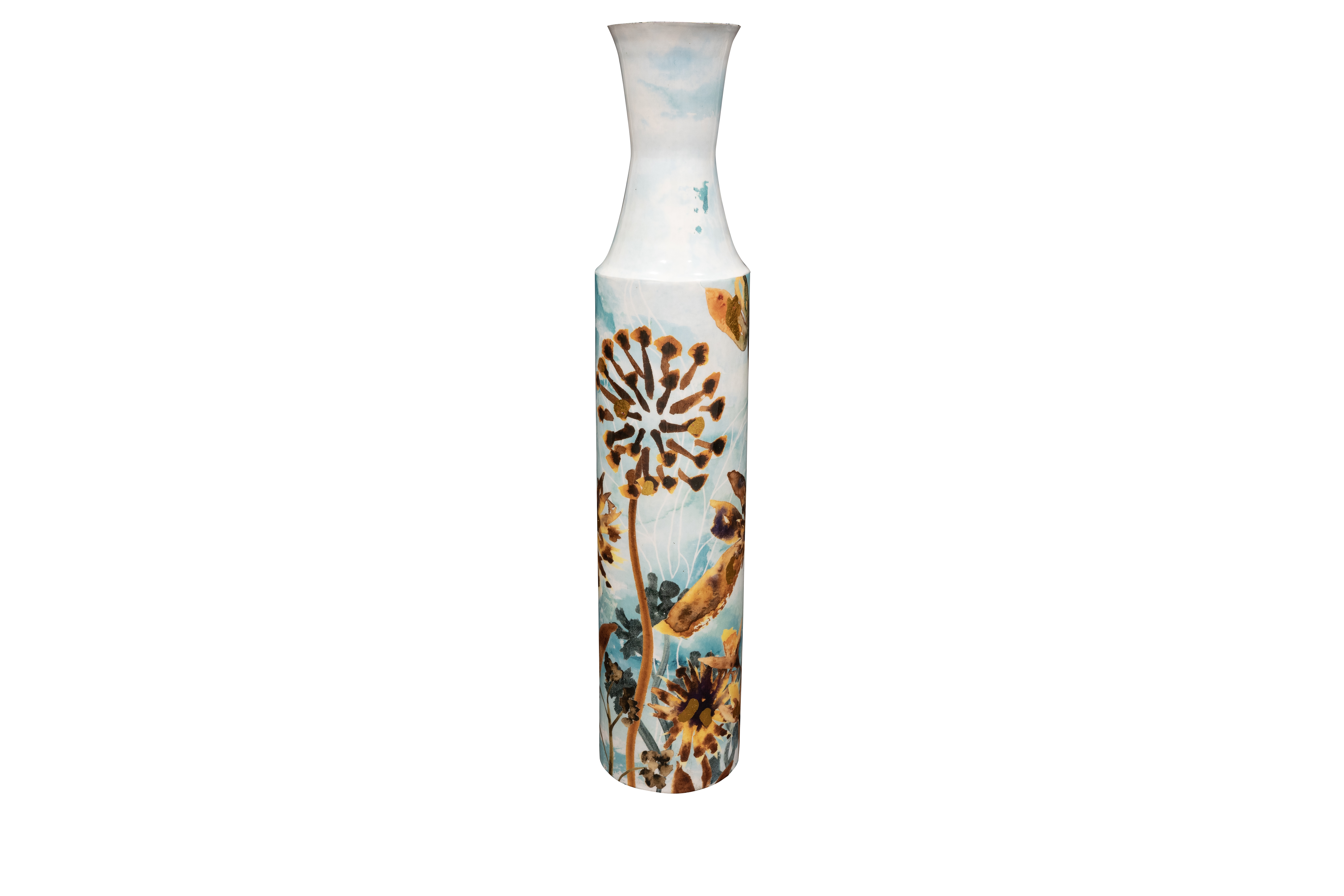 Vase Fresia, Metall, Hellblau H: 90 cm Decofinder