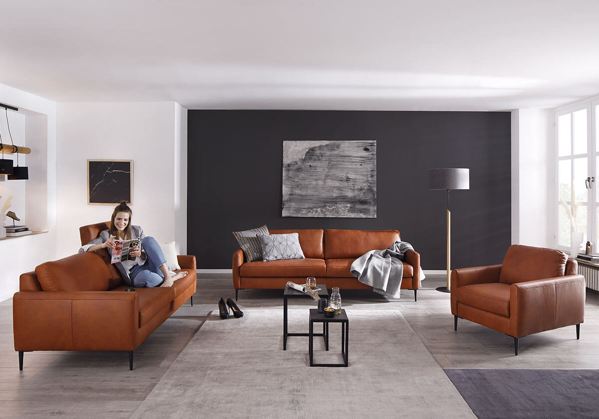 Sofa Antonio Basic B: 176 cm Schillig Willi / Farbe: Anthracite / Material: Stoff Basic