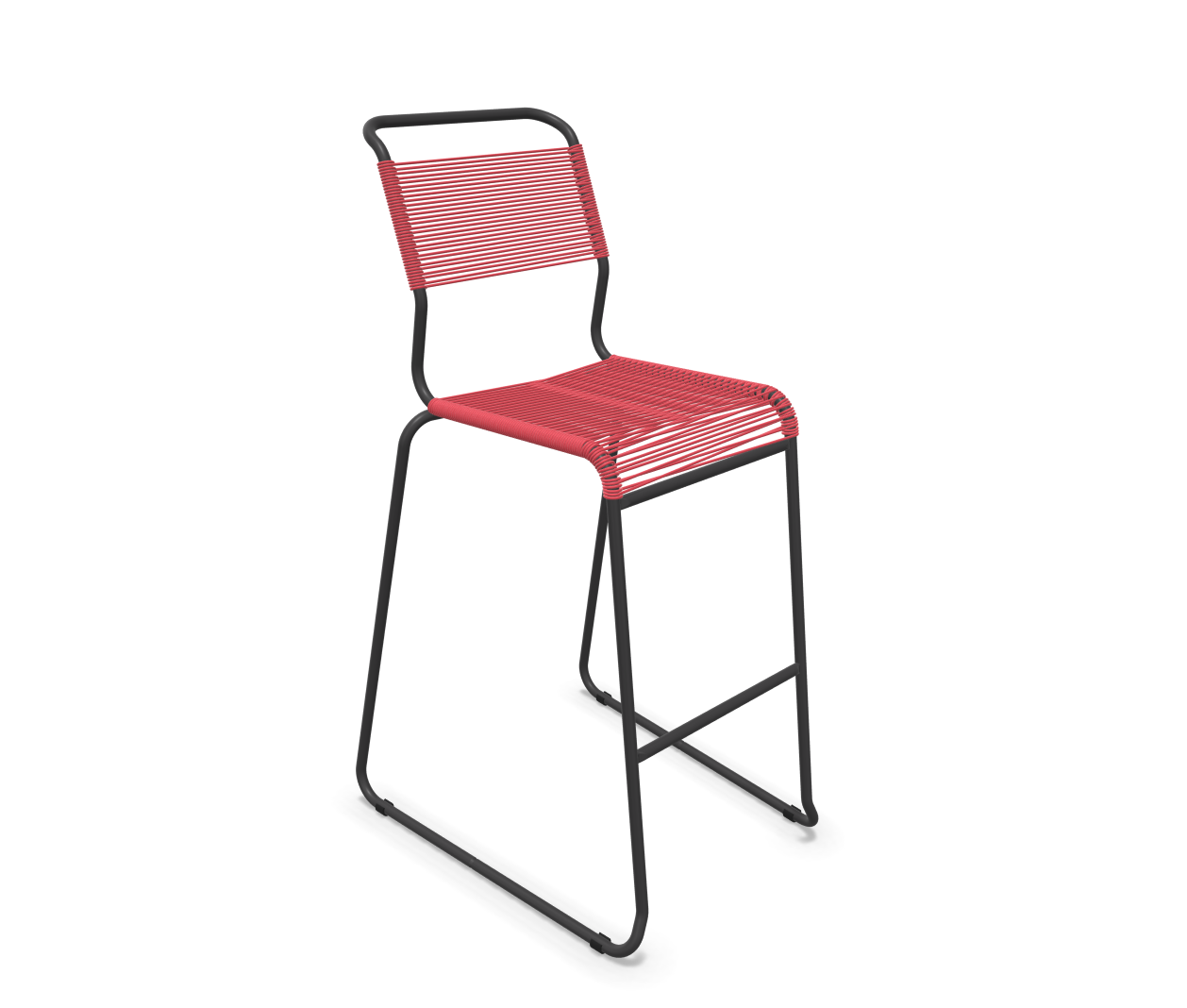 Bar-Kufen-Spaghettistuhl Säntis von Schaffner / Farbe: Ahornrot / Grösse: 56 x 64 cm