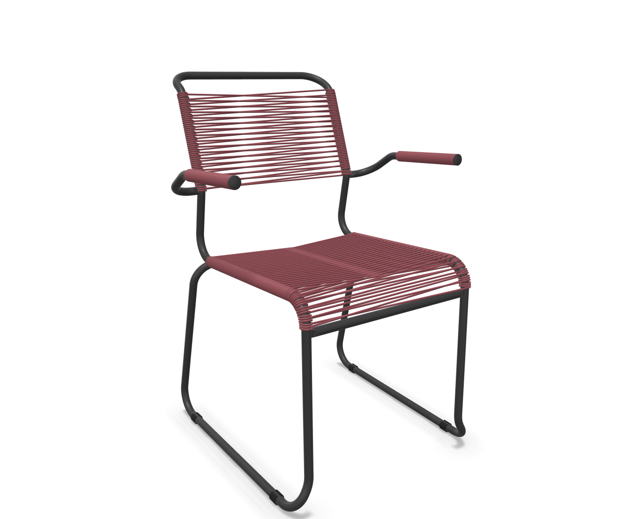 Kufen-Spaghetti-Stuhl Säntis mit Lehne von Schaffner / Farbe: Bordeaux / Grösse: 60 x 61 cm
