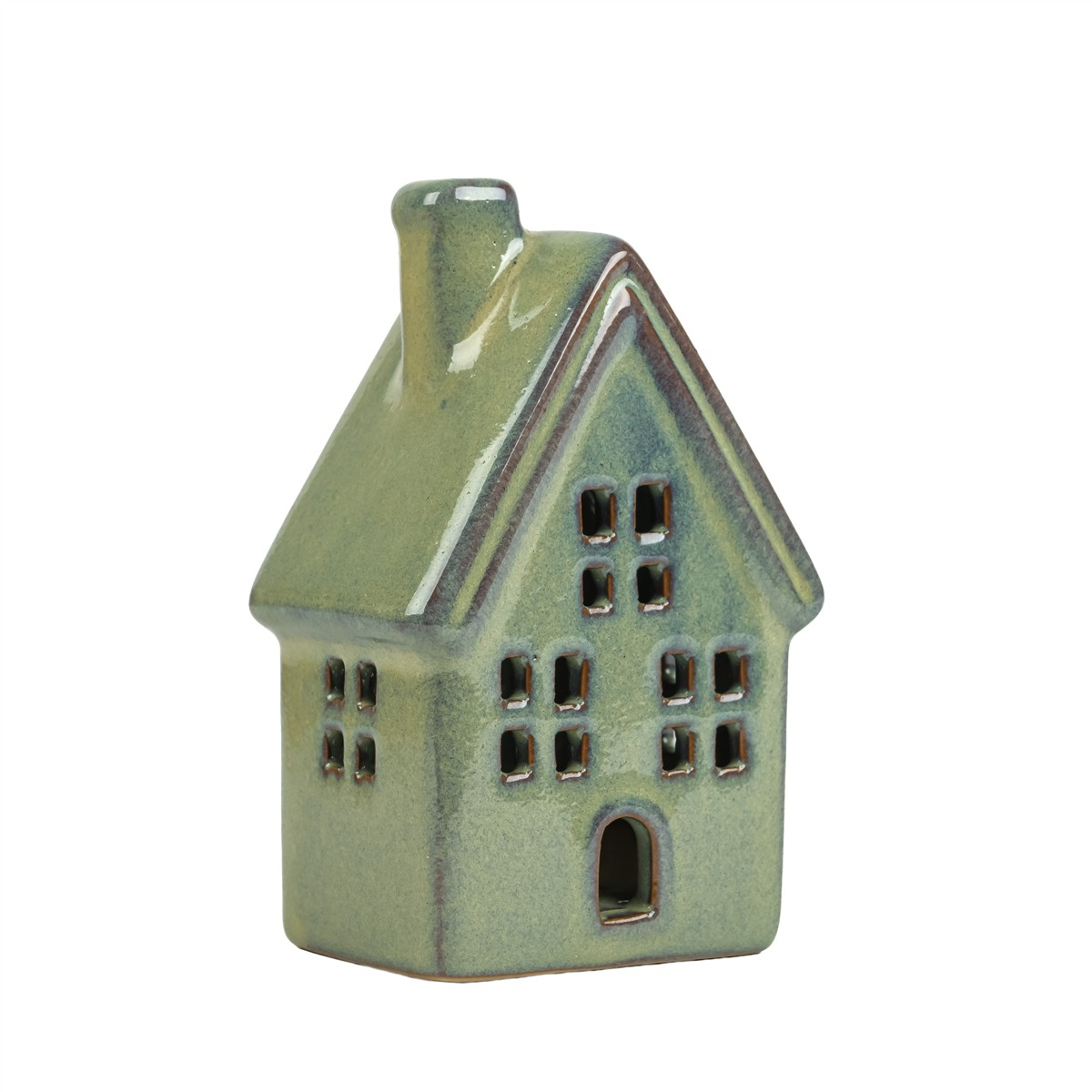 Figur Haus Steinzeug , Grün, H:12 cm Decofinder
