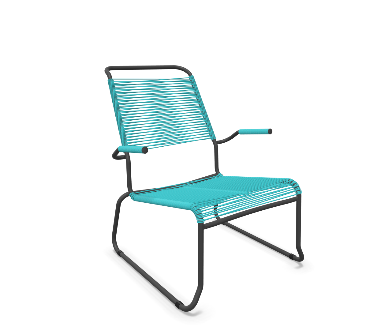 Schaffner Kufen-Spaghetti-Lounger Säntis mit Lehne / Hochlehner Blau | Schubiger Möbel