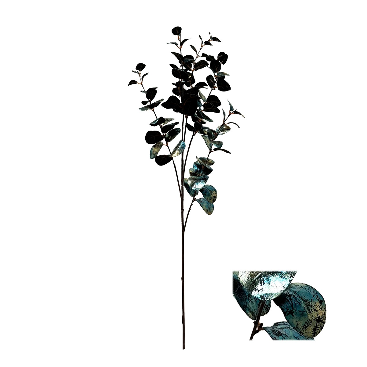 Kunstblume Eukalyptuszweig, Blau-Gold Decofinder
