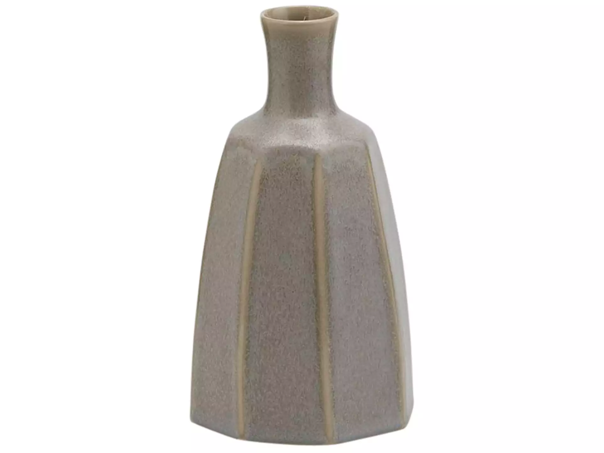 Vase Achteckig Grau H: 21 cm Edg