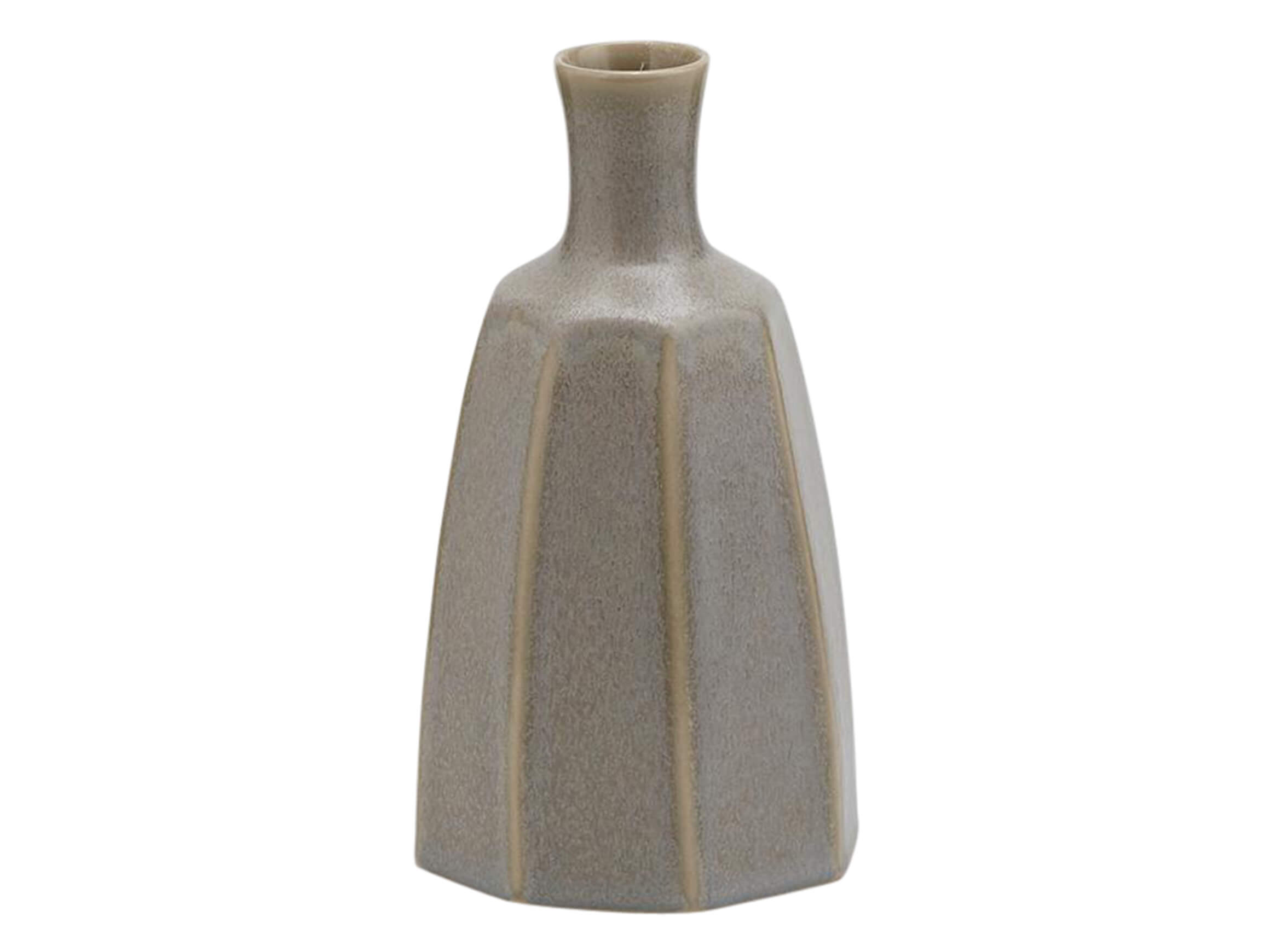 Vase Achteckig Grau H: 21 cm Edg