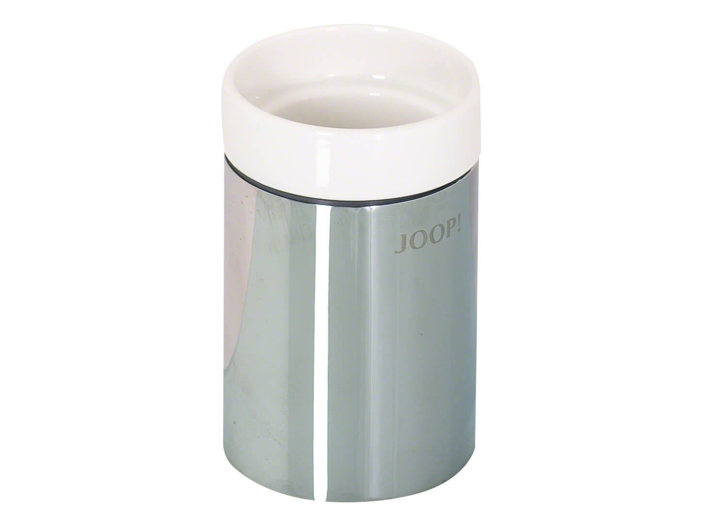 Mundbecher Joop!, Lack Weiss, Chrom, b 7 cm h 11,5 cm t 7 cm