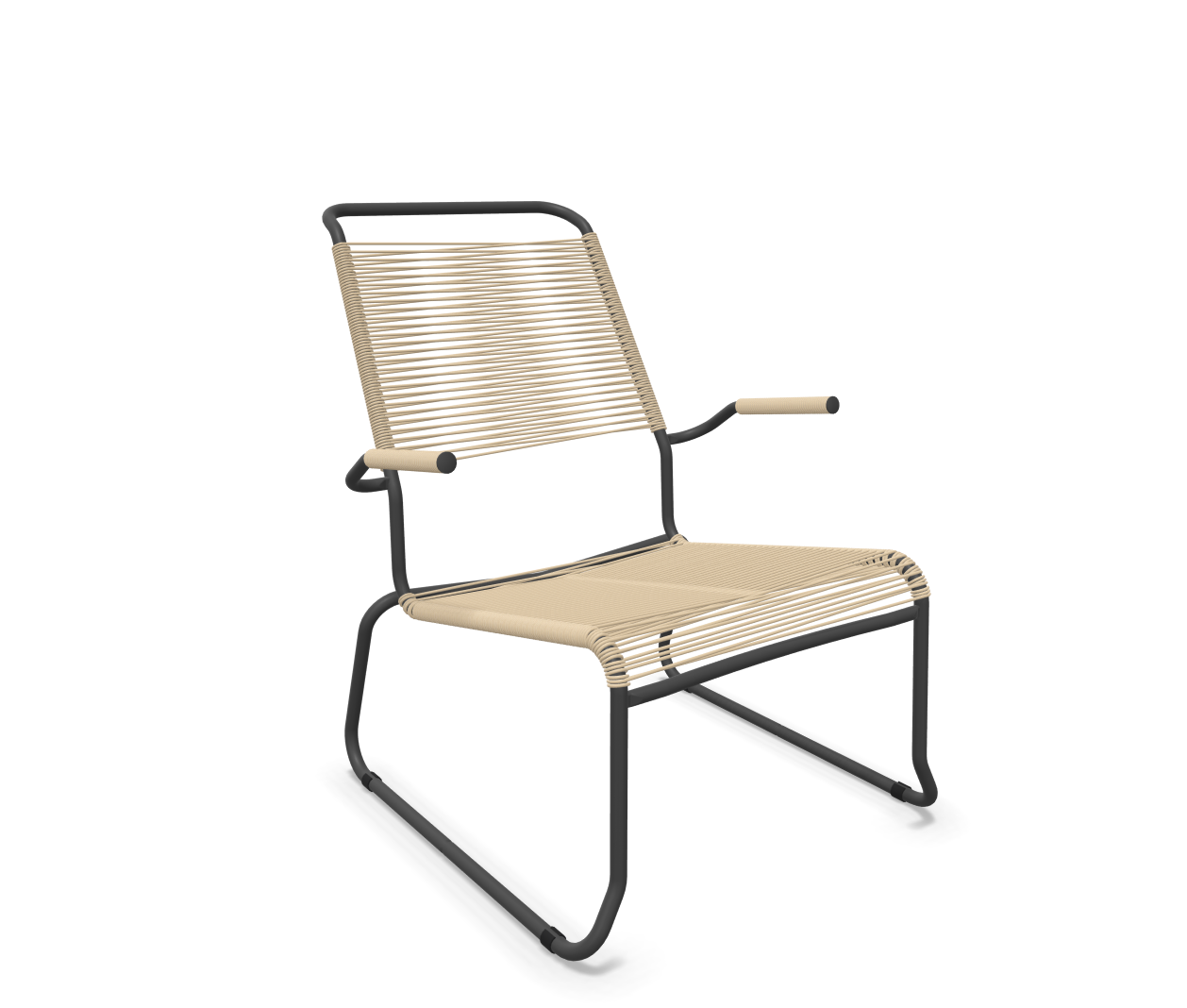 Schaffner Kufen-Spaghetti-Lounger Säntis mit Lehne / Hochlehner Braun | Schubiger Möbel