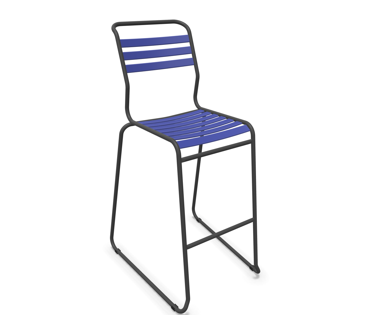 Schaffner Bar-Kufen-Lättlistuhl Säntis Blau | Schubiger Möbel