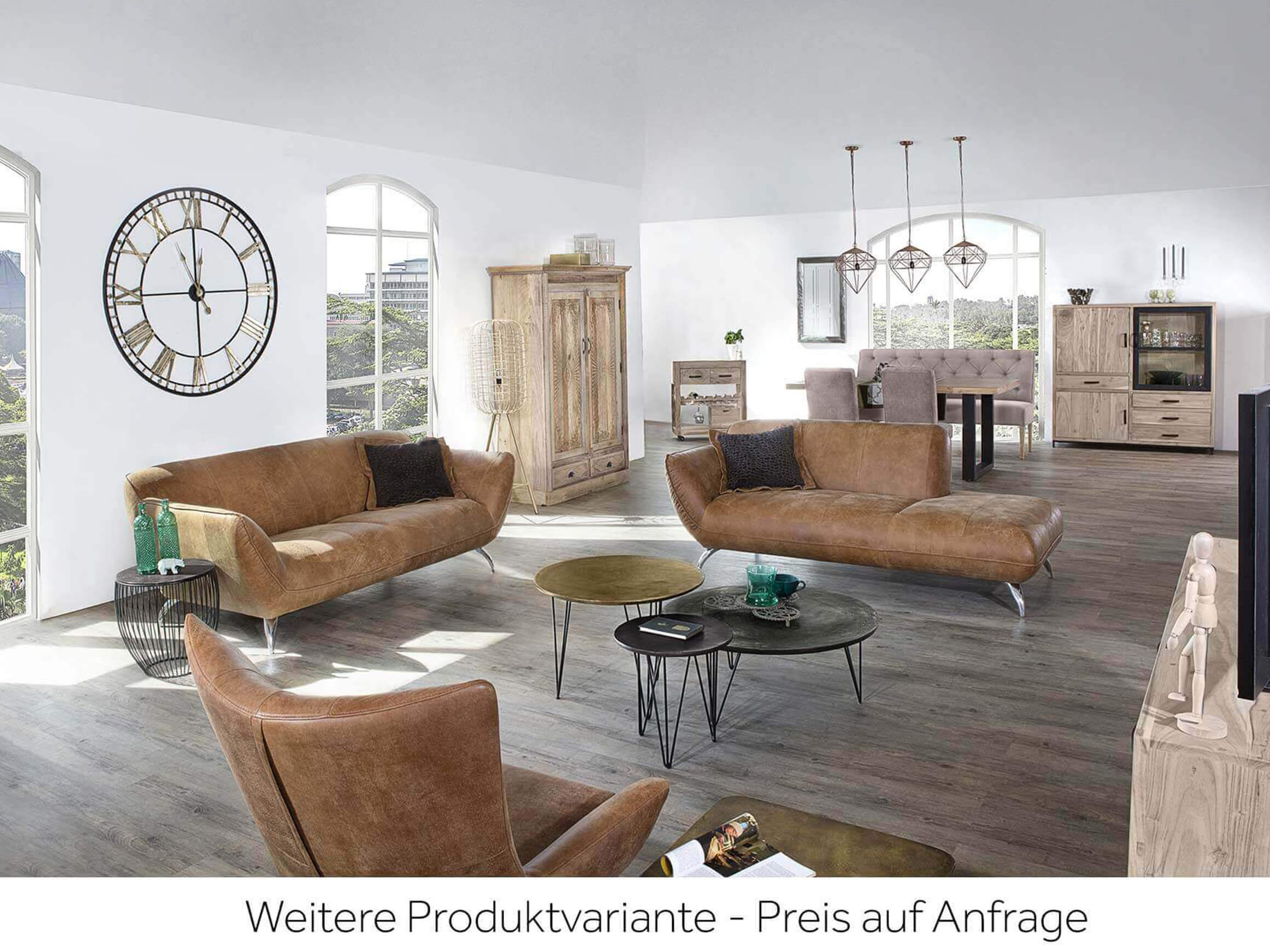 Big sofa Valente, dark brown leather, w 245 cm d 115 cm h 83 cm