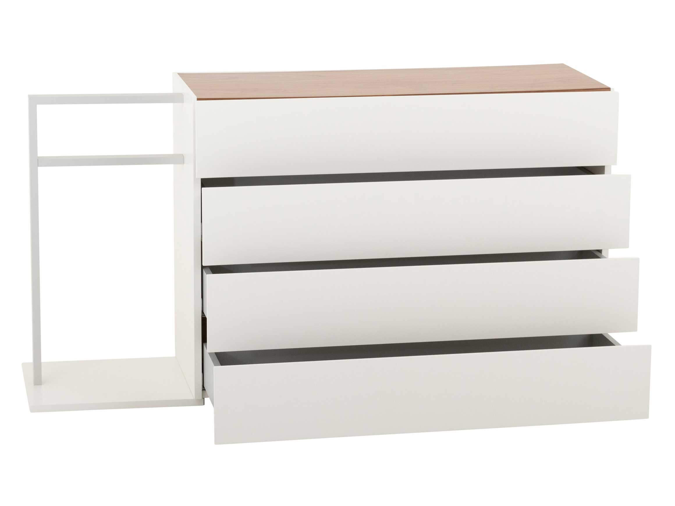 Kommode Primeart, b 148,7 cm t 43 cm h 79,1 Cm, Reinweiss, Nussbaum