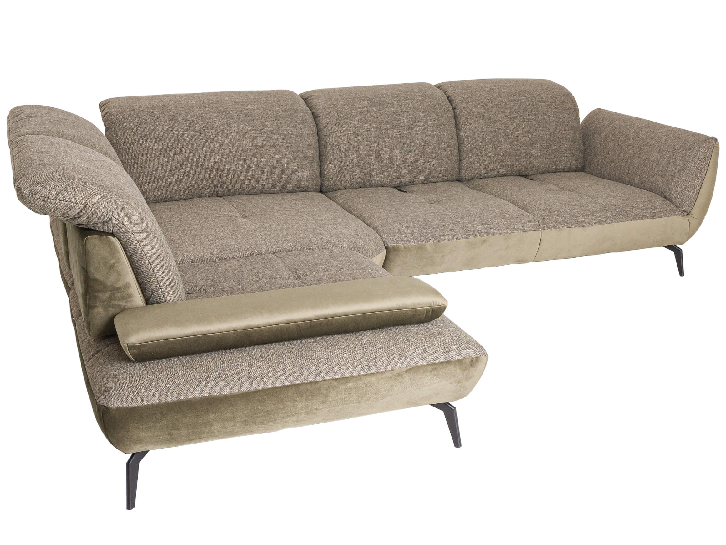 Ecksofa Nebraska Basic Steinpol / Farbe: Khaki Olive / Bezugsmaterial: Stoff