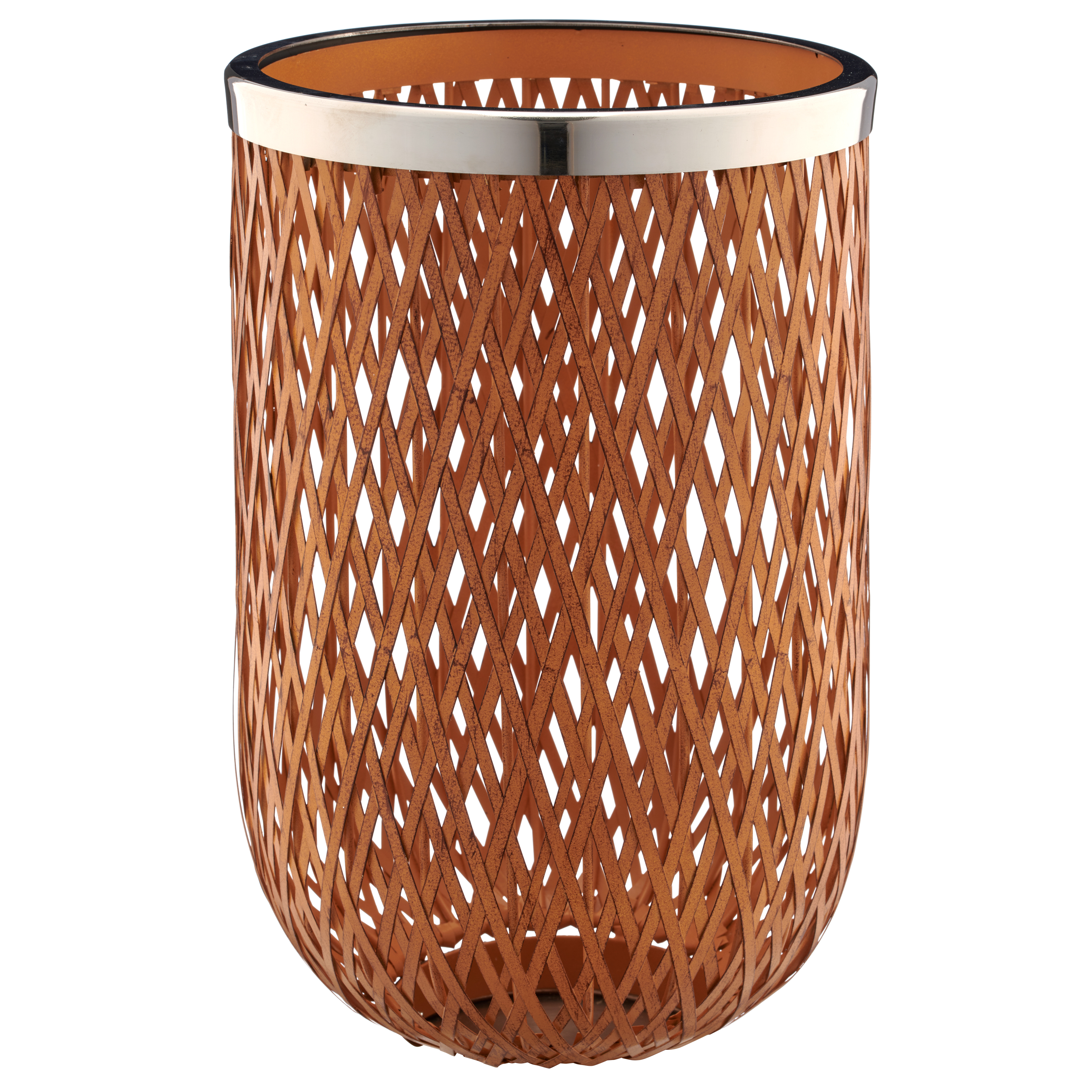 Windlicht Weide Geflochten mit Edelstahlrand Gasper