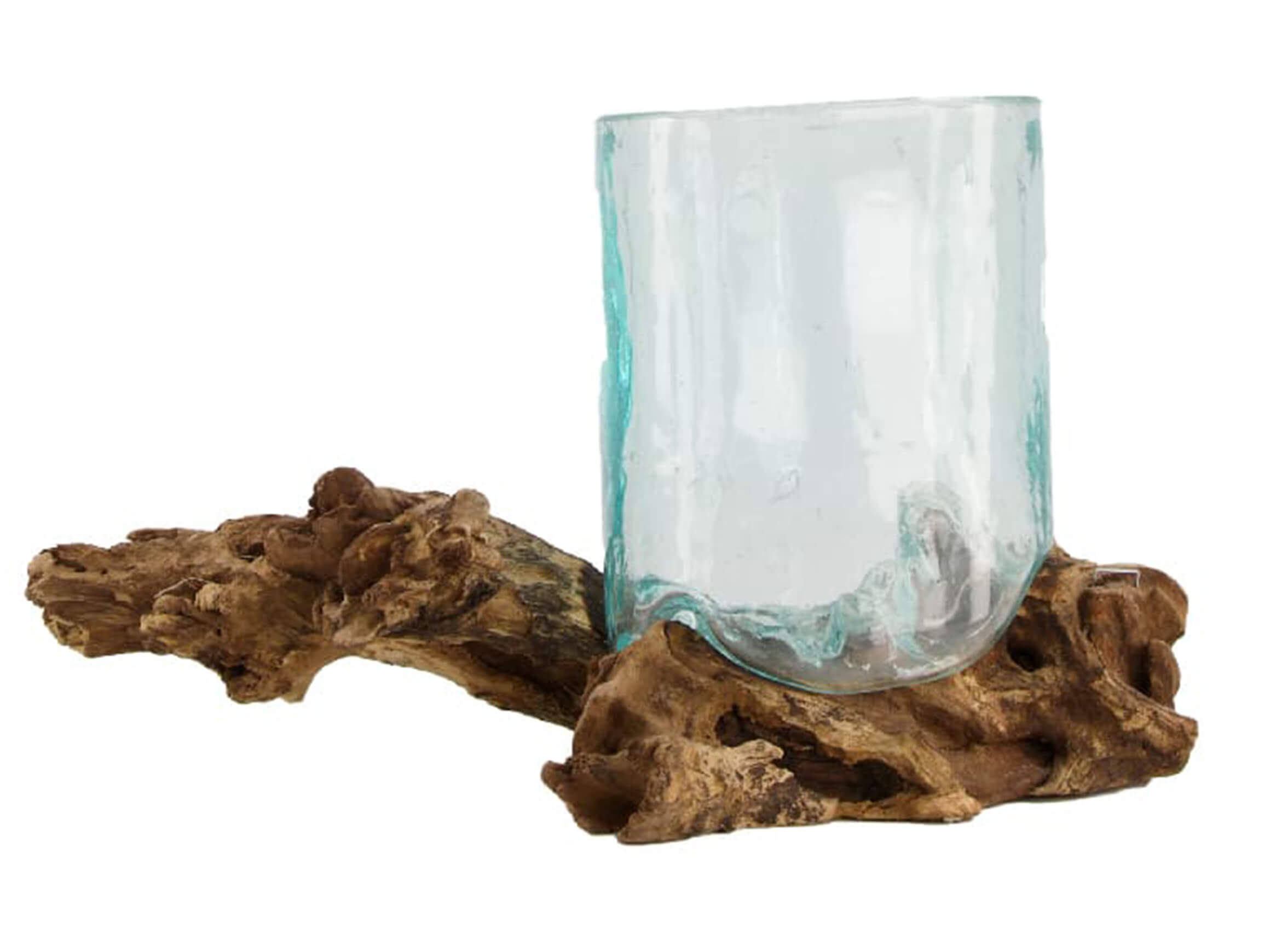 Decofinder Windlicht Wurzel mit Glas H: 15 cm  | Schubiger Möbel