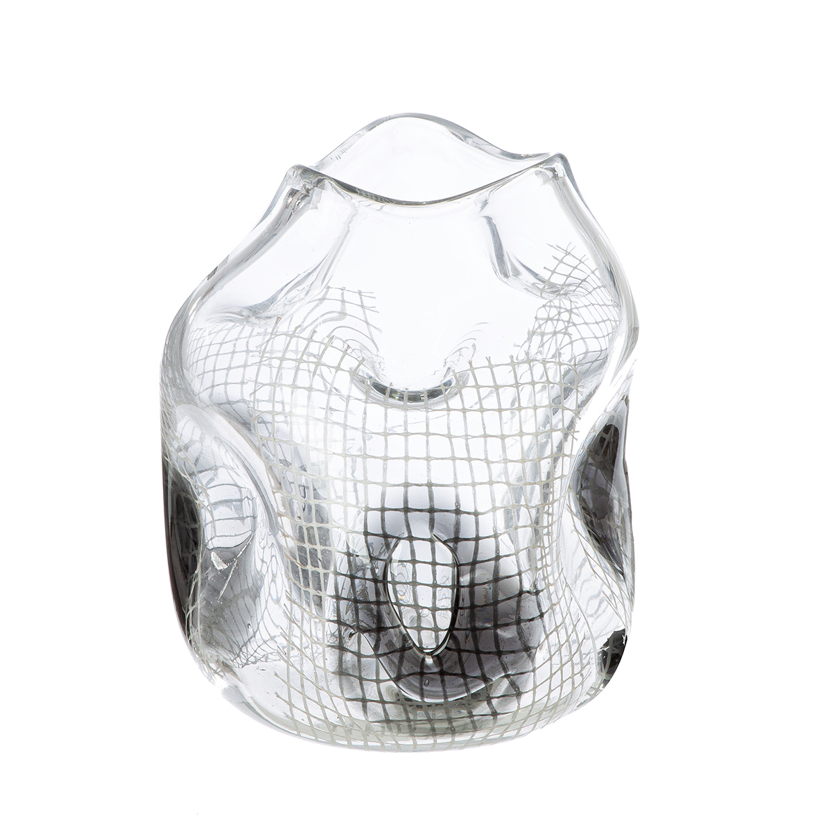 Vase Grid, Glas, Gesteift, Klar, Schwarz H: 22 cm Gilde