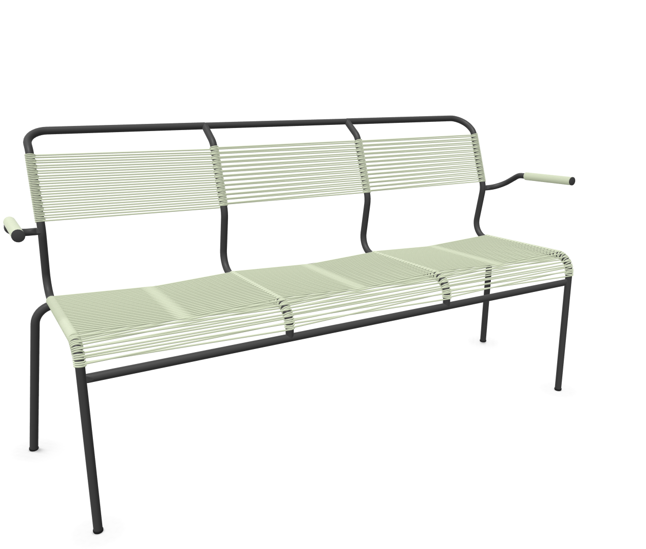 Schaffner Spaghetti-3er-Bank Säntis mit Lehne Grün | Schubiger Möbel