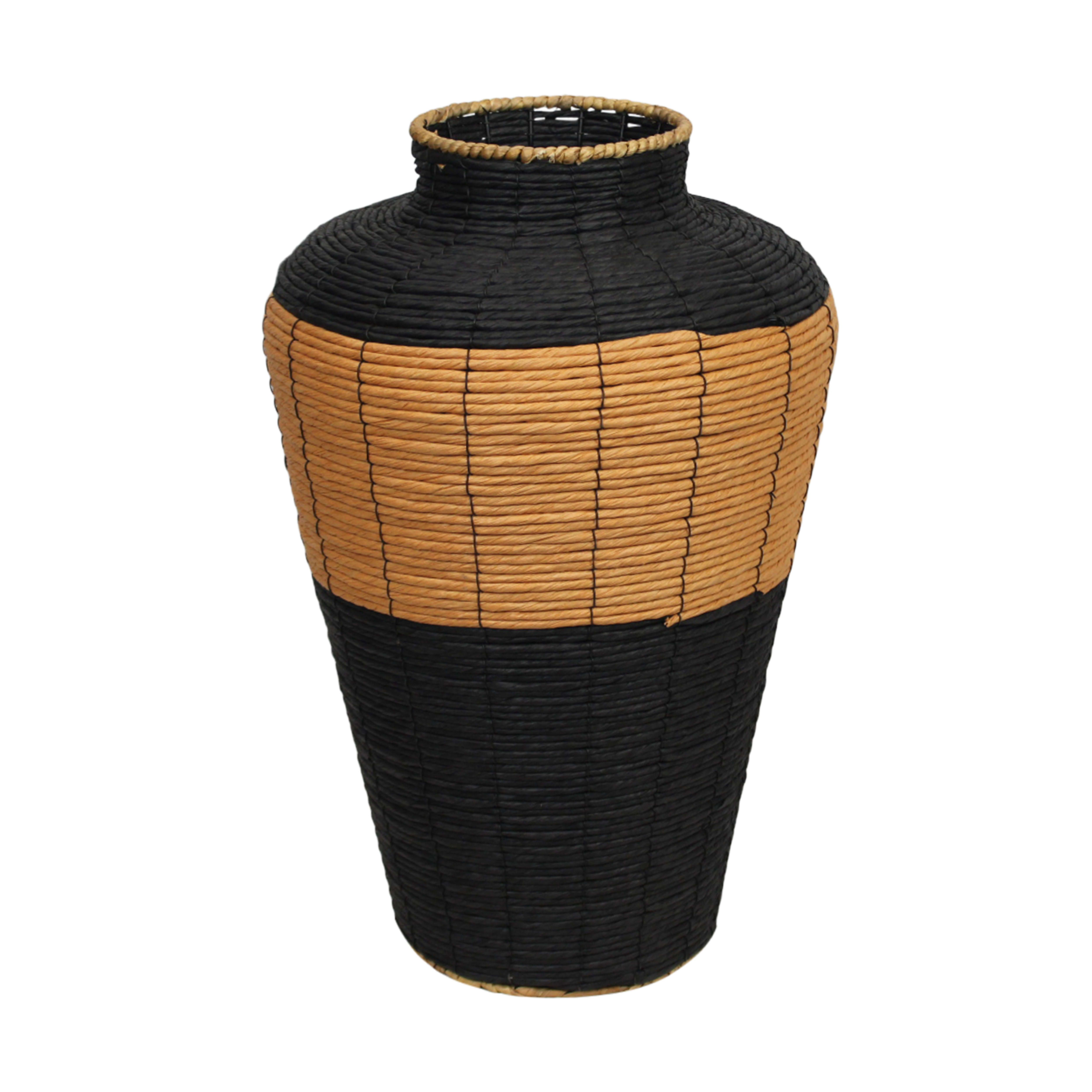 Vase Papierseil, Schwarz-Braun Decofinder