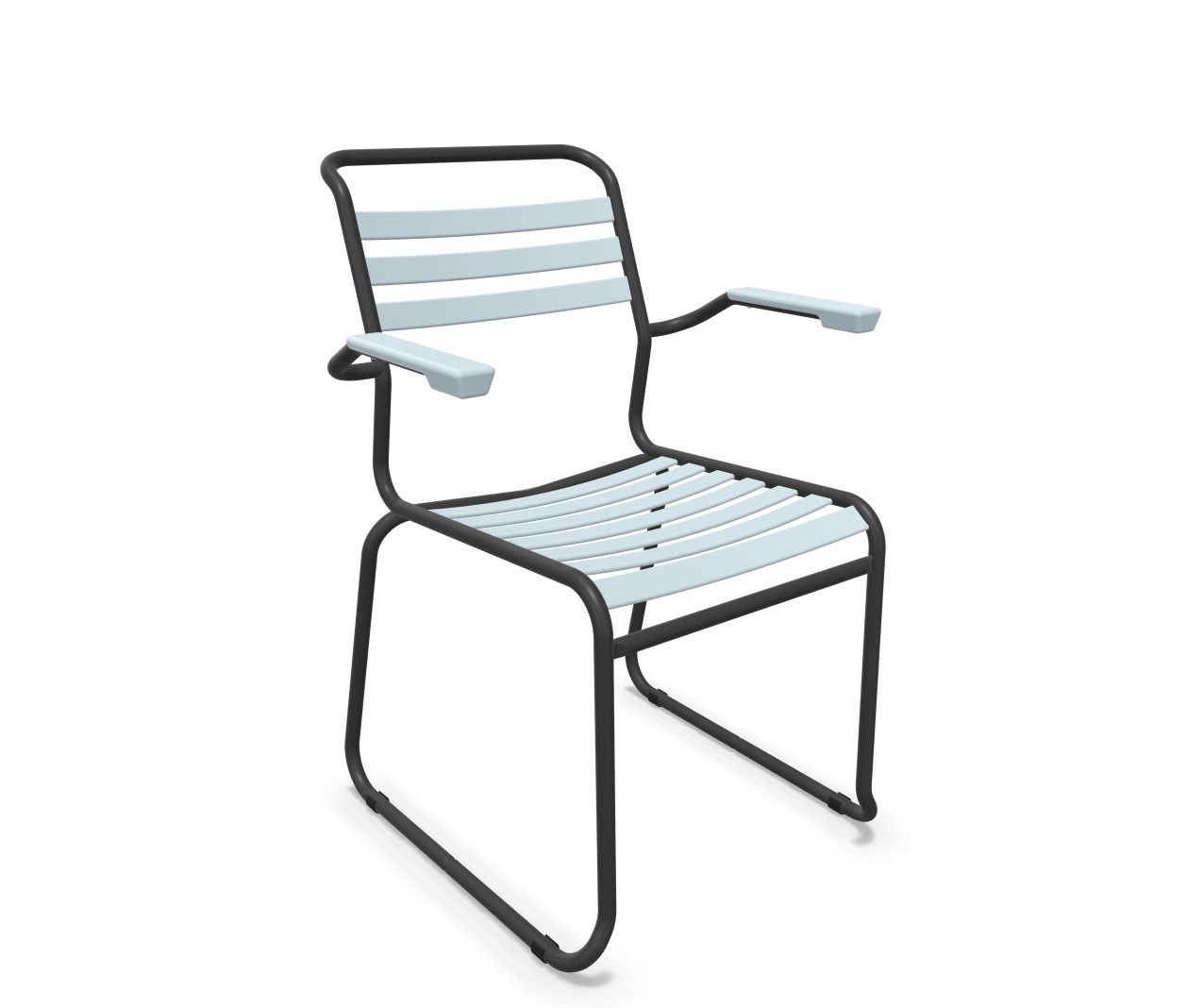 Schaffner Kufen-Lättli-Stuhl Säntis mit Lehne Blau | Schubiger Möbel