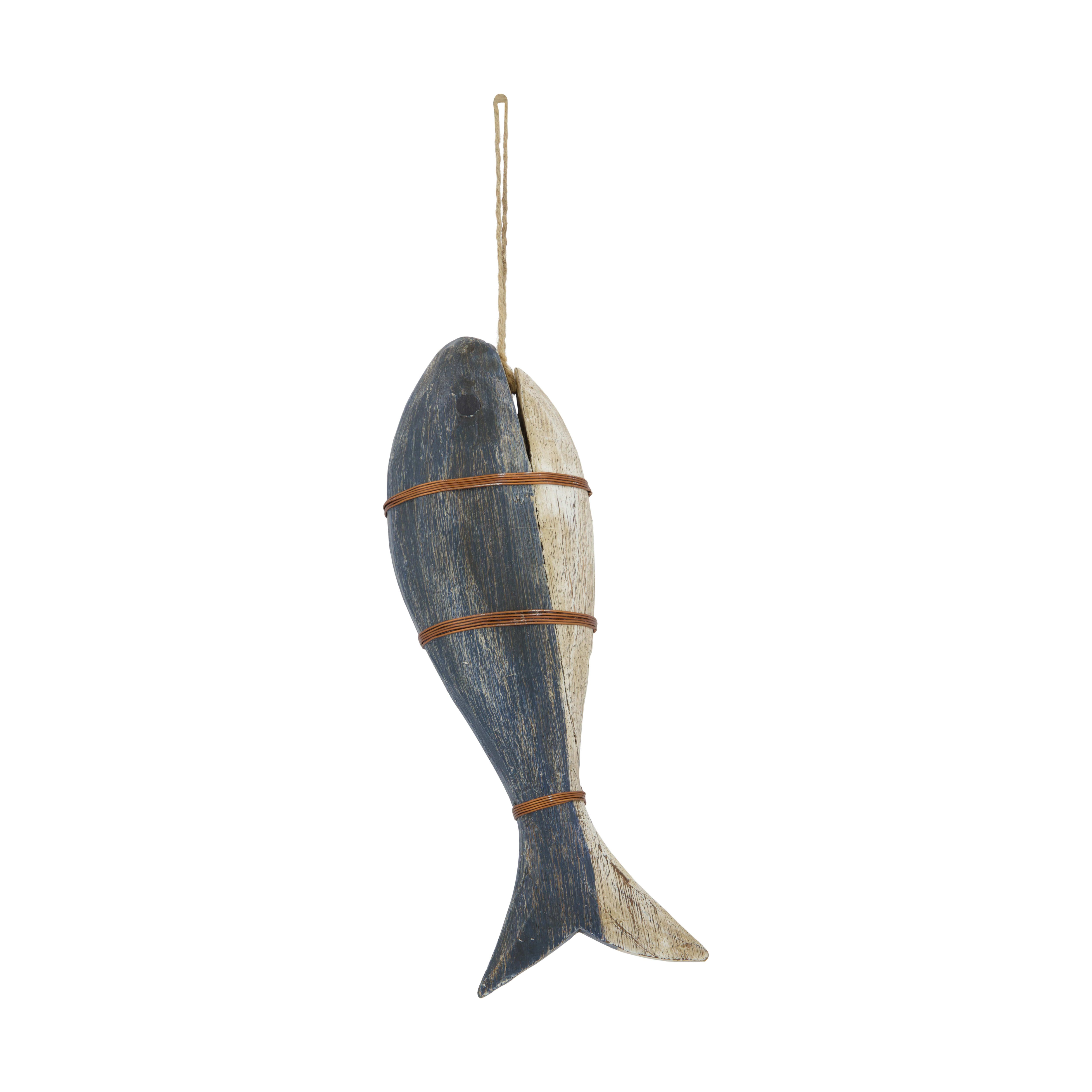 Decofinder Tierfigur Fischanhänger, Blau-Weiss  | Schubiger Möbel