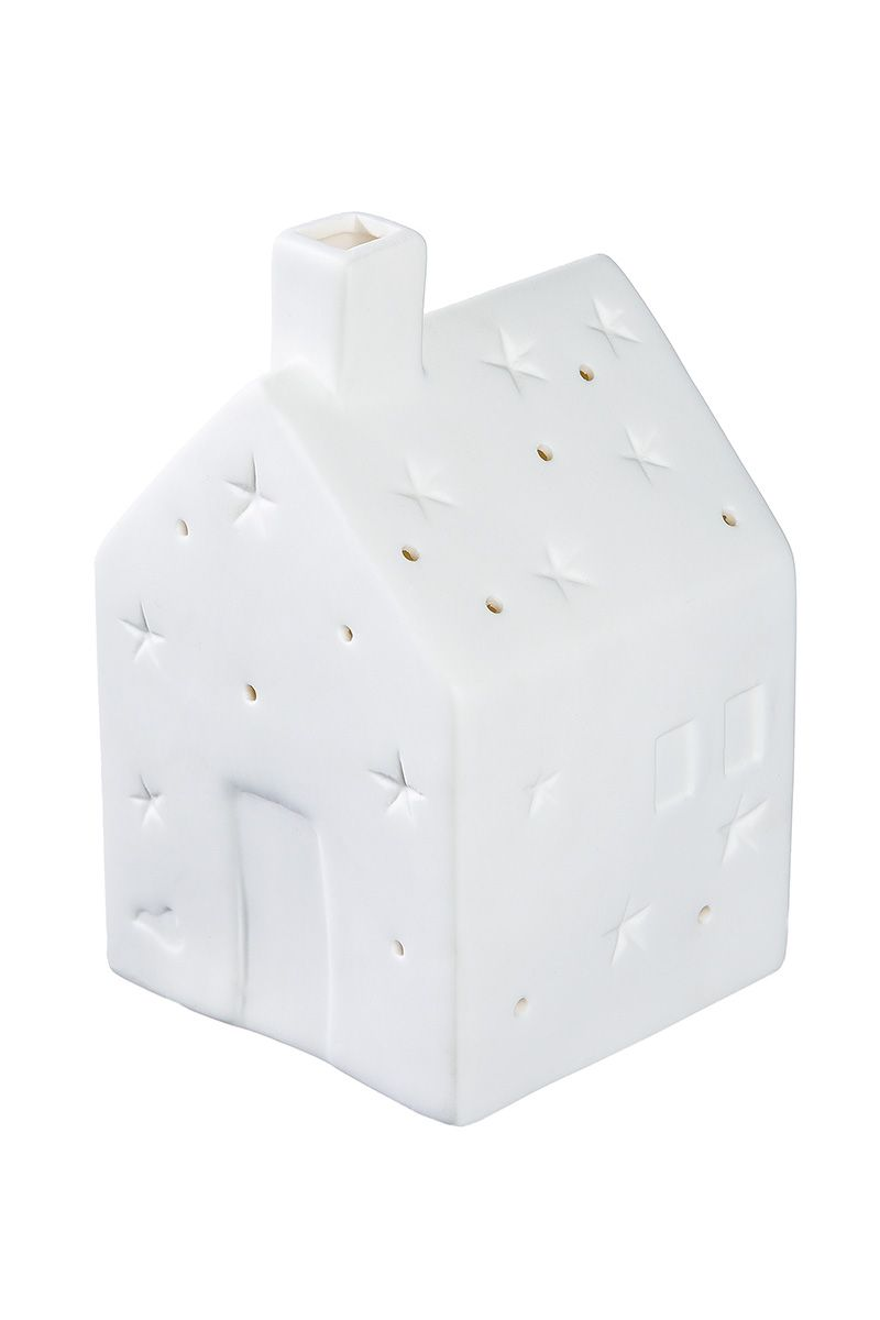 Windlicht mit LED Haus-Led, Cozy, Weiss H: 15 cm Gilde