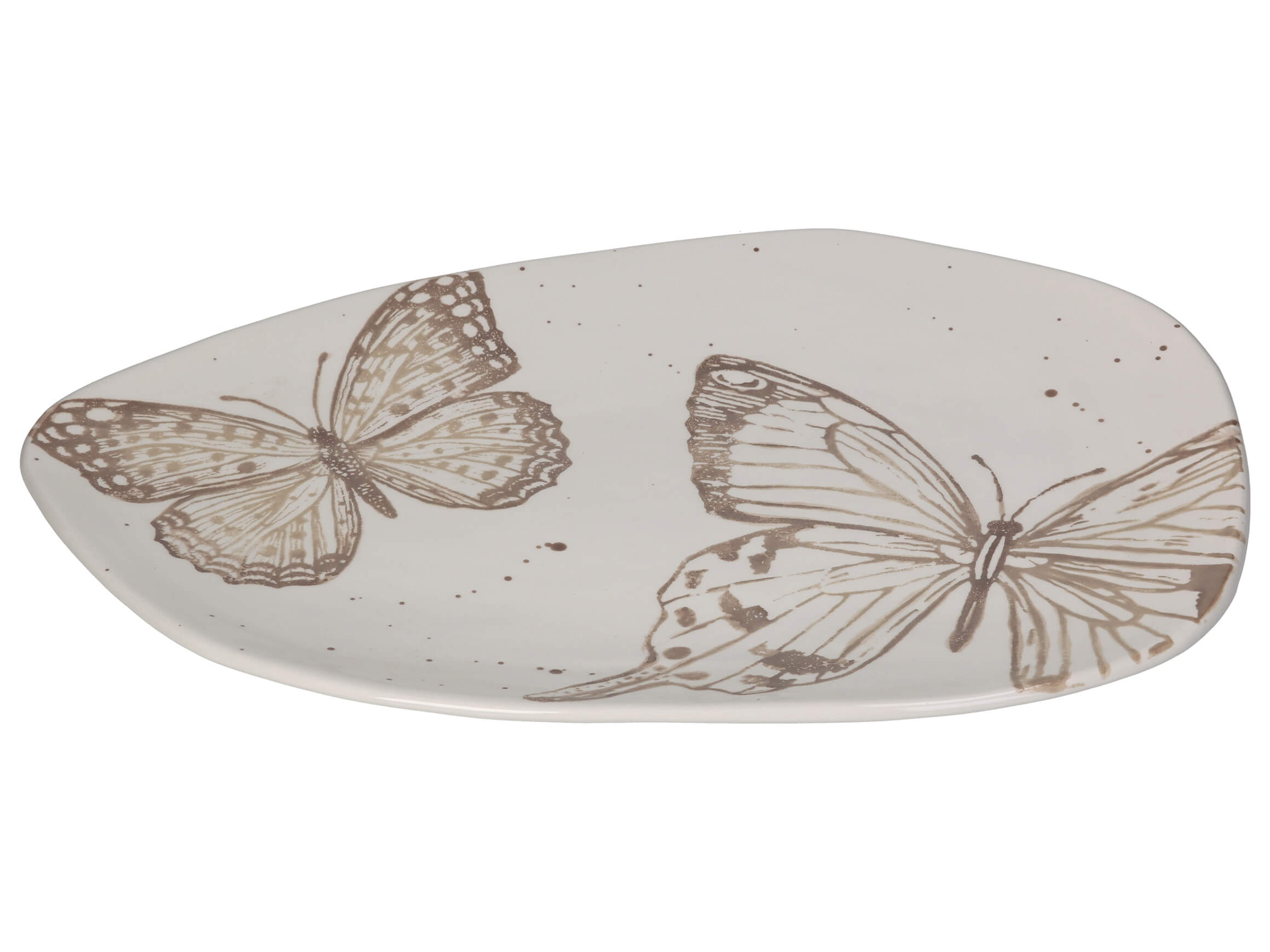 Tablett Schmetterling, Keramik H: 3 cm Kersten / Farbe: Grau Weiss