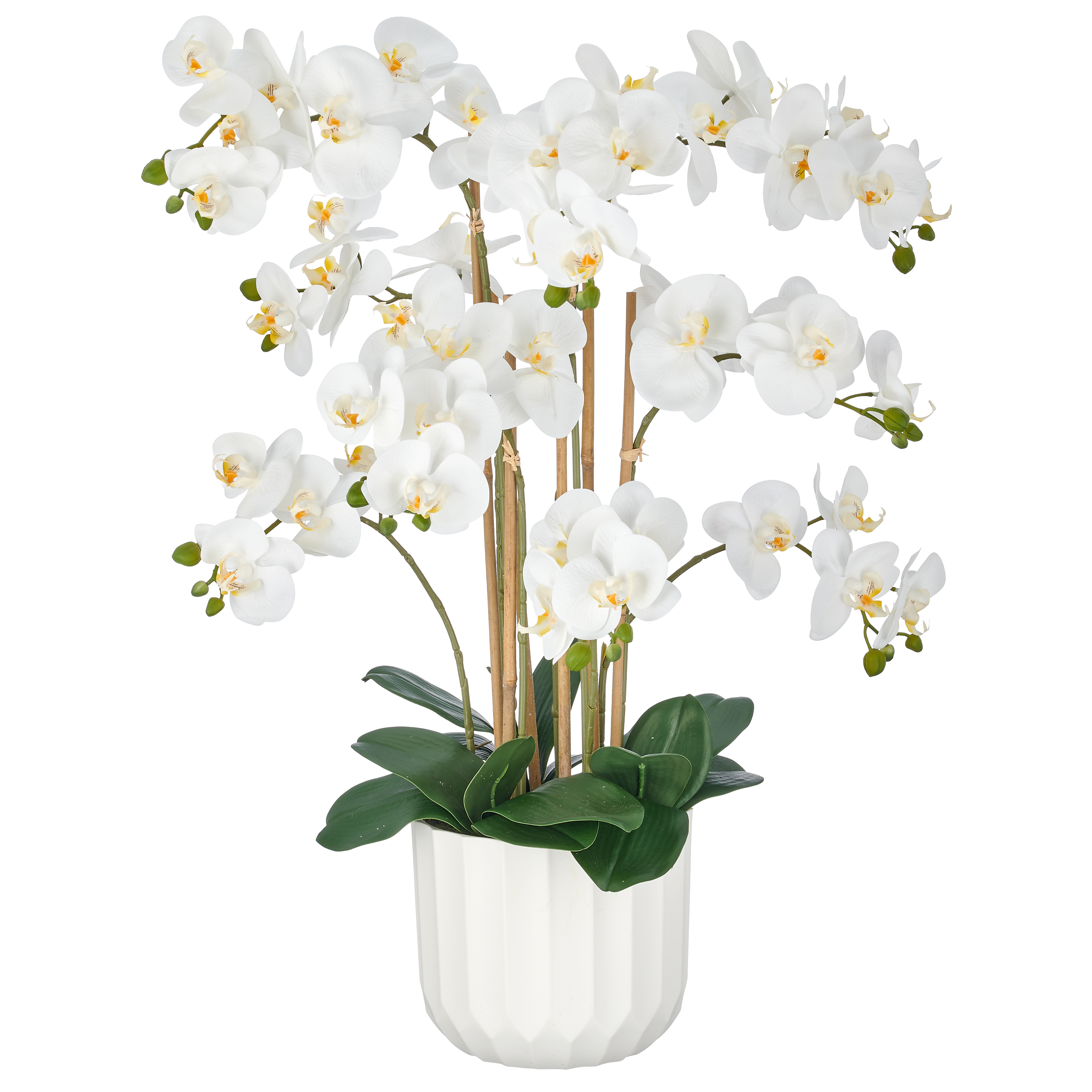 Plante artificielle-Orchidée dans le pot blanc H : 80 cm-