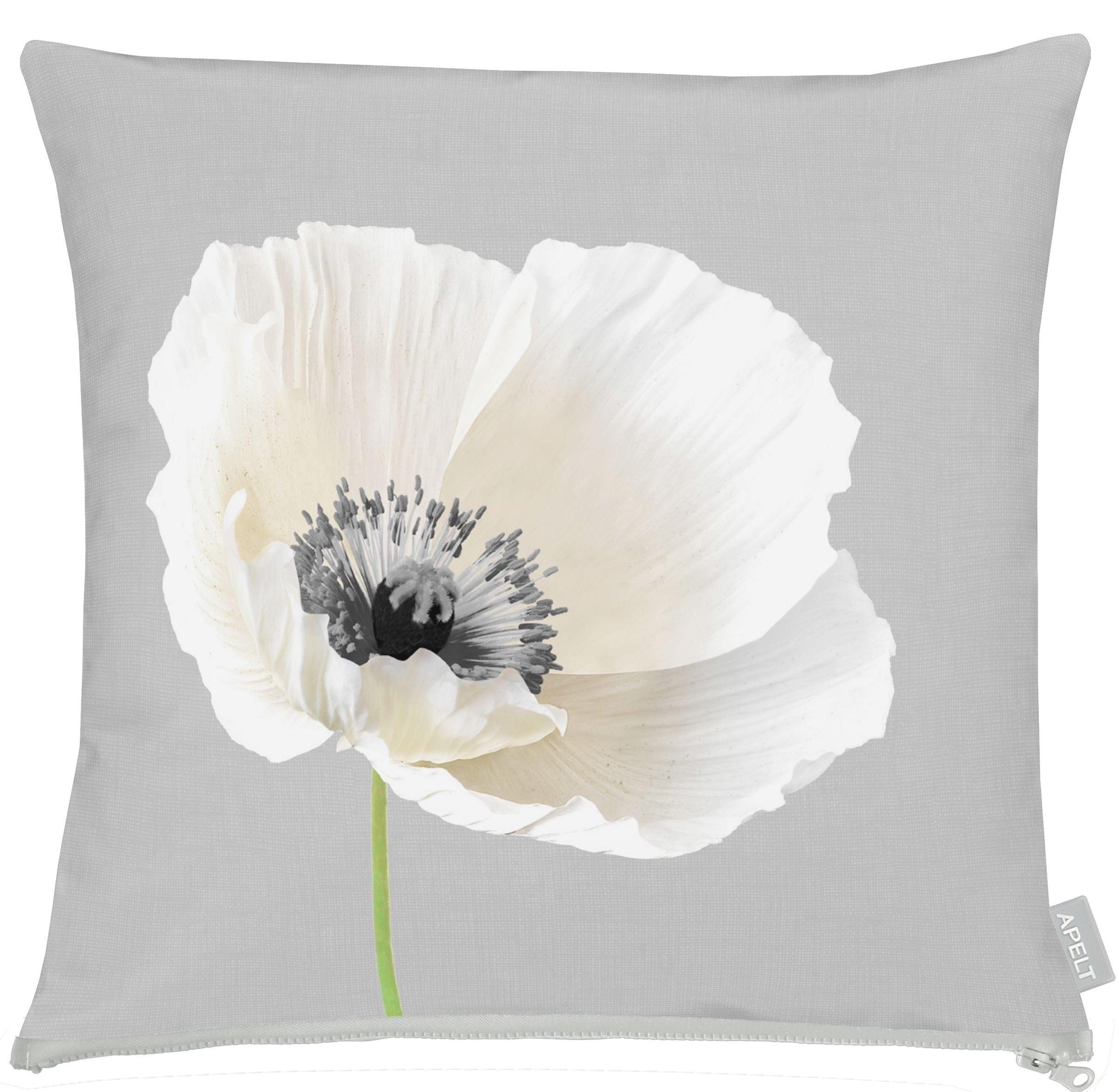 Kissenhüllen Mohn, Weiss-Grau B: 50 cm Apelt"