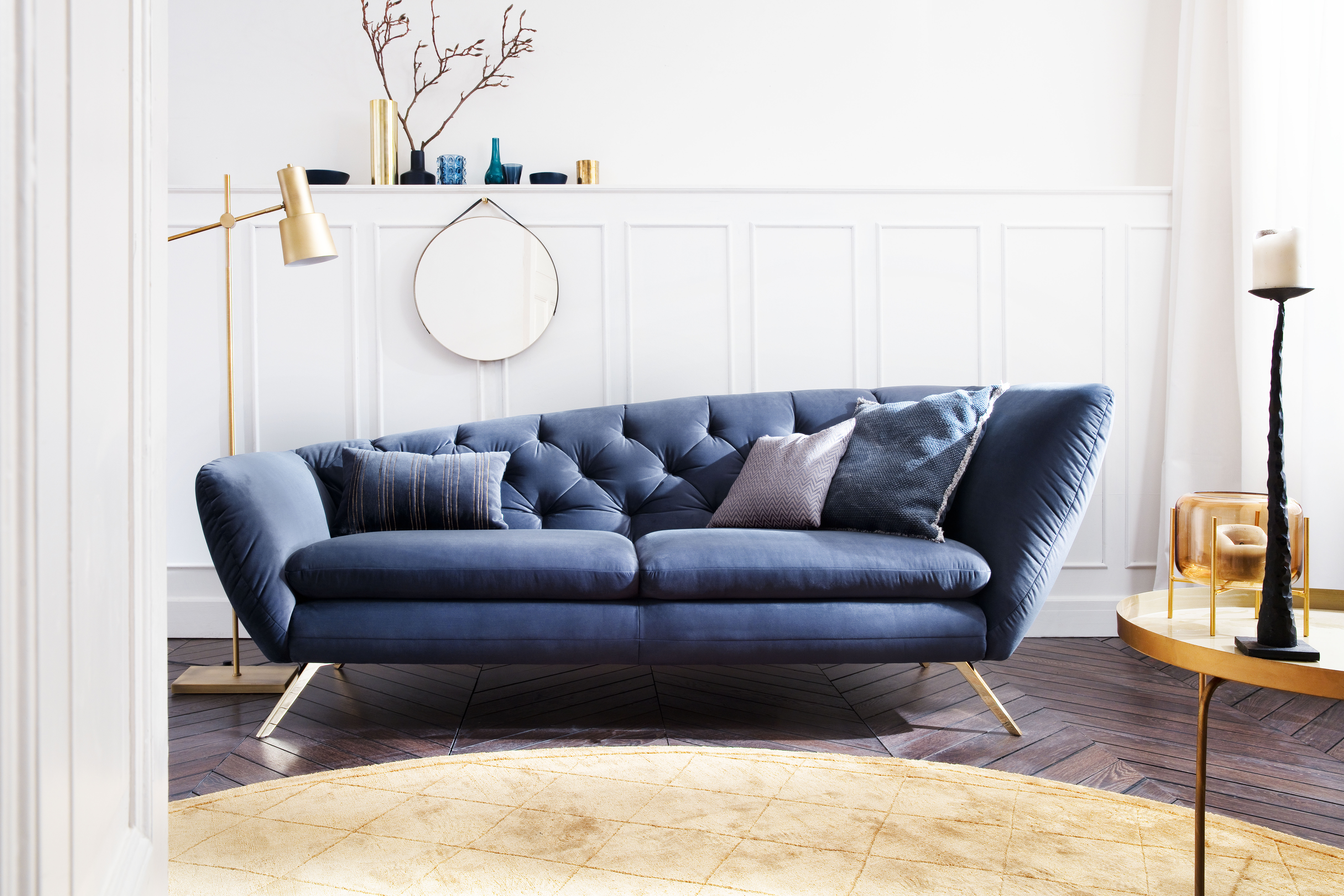 Sofa Sante fe Basic B: 225 cm Candy / Farbe: Elephant / Material: Leder Basic