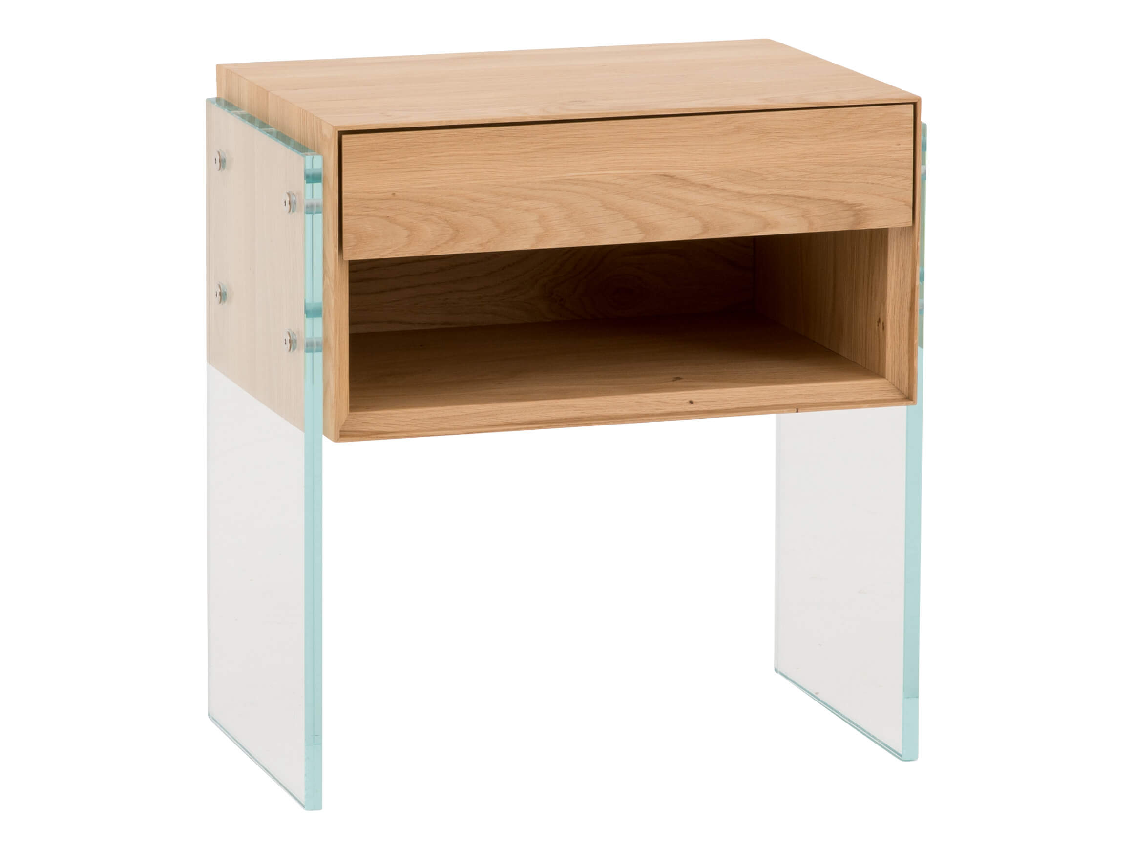 Nachttisch Flava, Eiche Geölt, Glas, b 52 cm t 35 cm h 52 cm