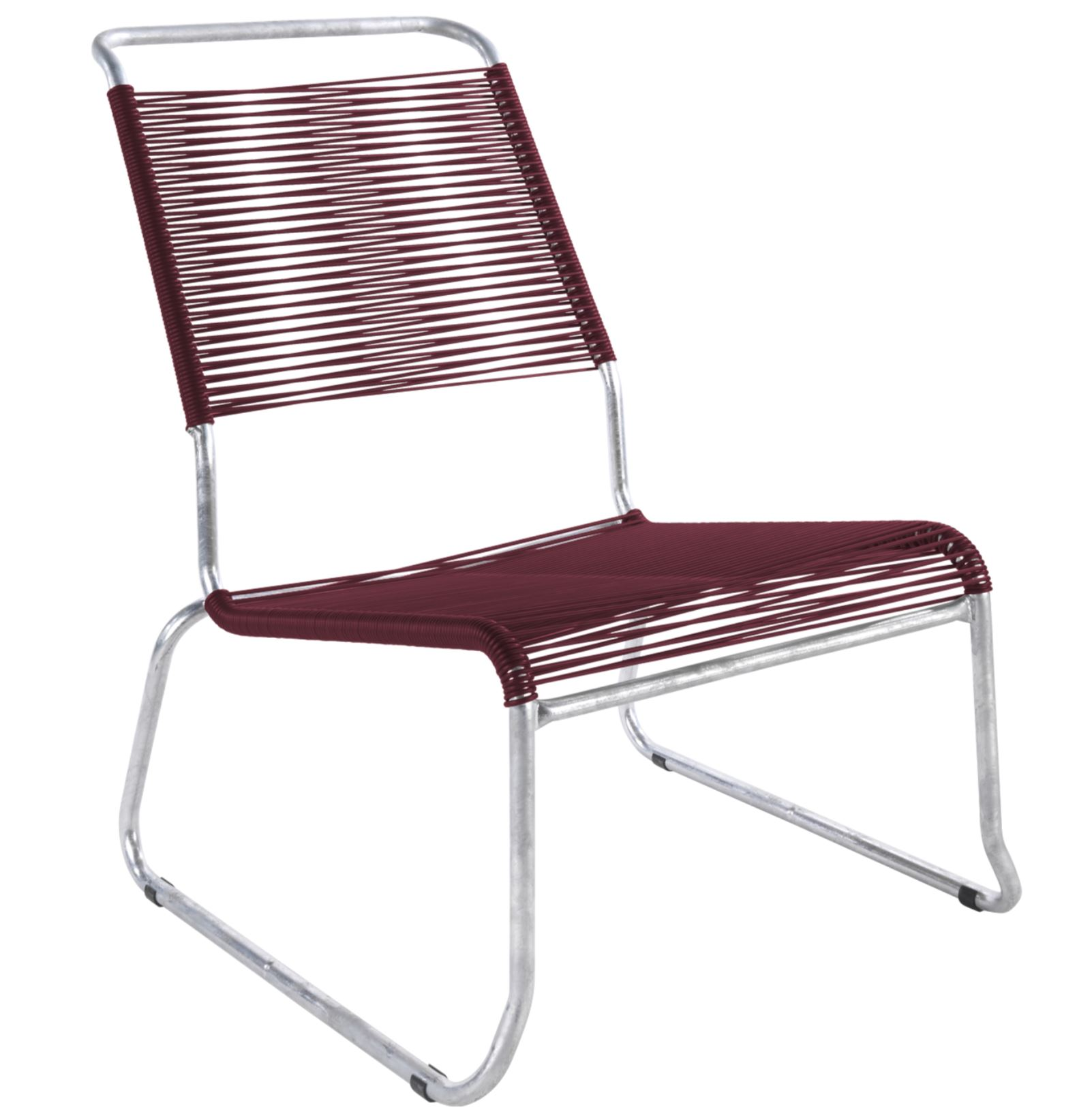 Spaghetti-Kufen-Lounger-Hochlehner Säntis Feuerverzinkt von Schaffner / Farbe: Bordeaux / Grösse: 54 x 84 cm