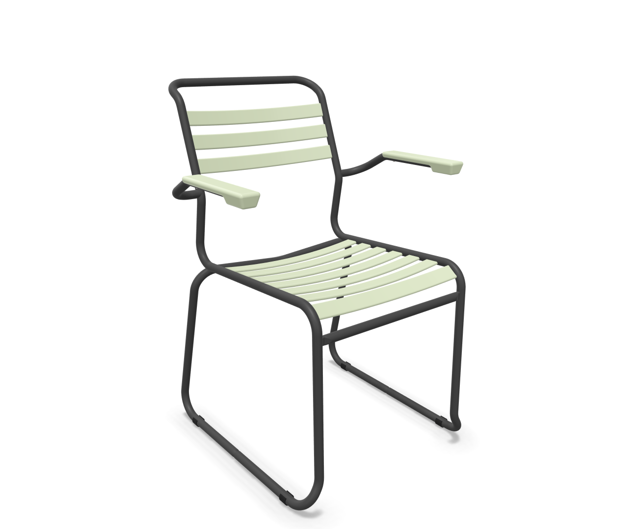 Schaffner Kufen-Lättli-Stuhl Säntis mit Lehne Grün | Schubiger Möbel