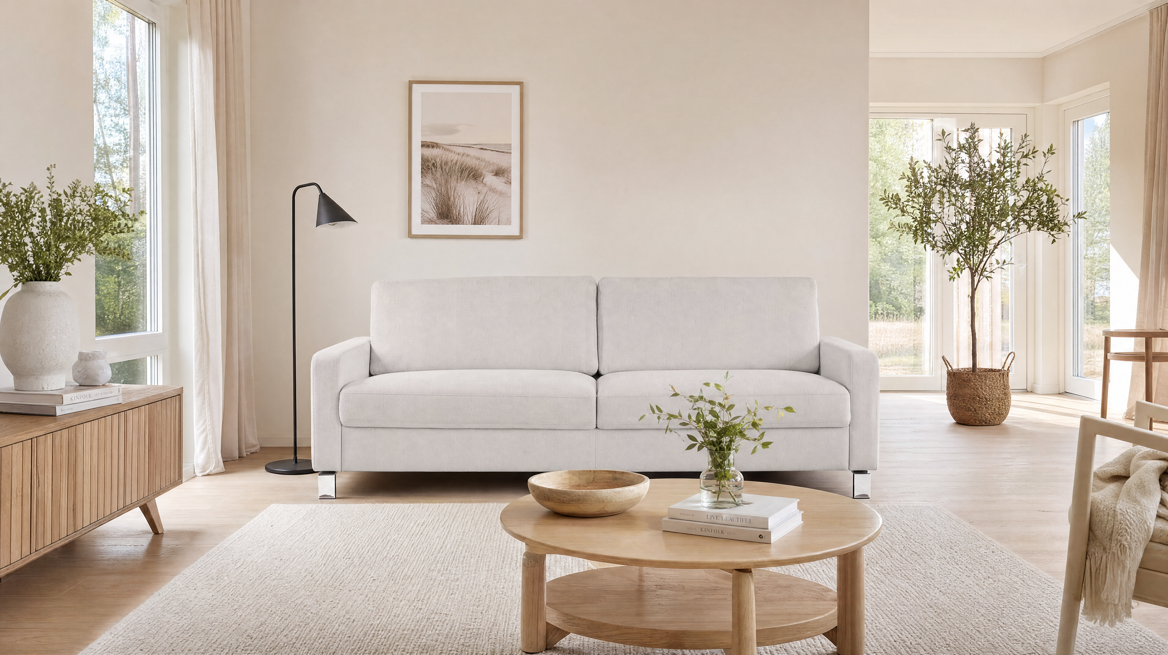 Sofa Interims Basic B: 204 cm Candy / Farbe: Silver / Material: Stoff Basic