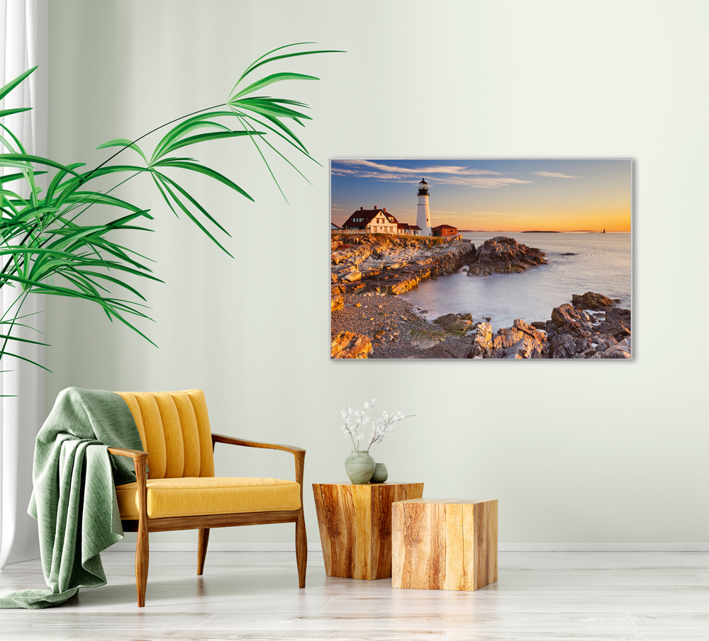 Bild mit Rahmen-Leuchtturm Bei Abendstimmung-image LAND