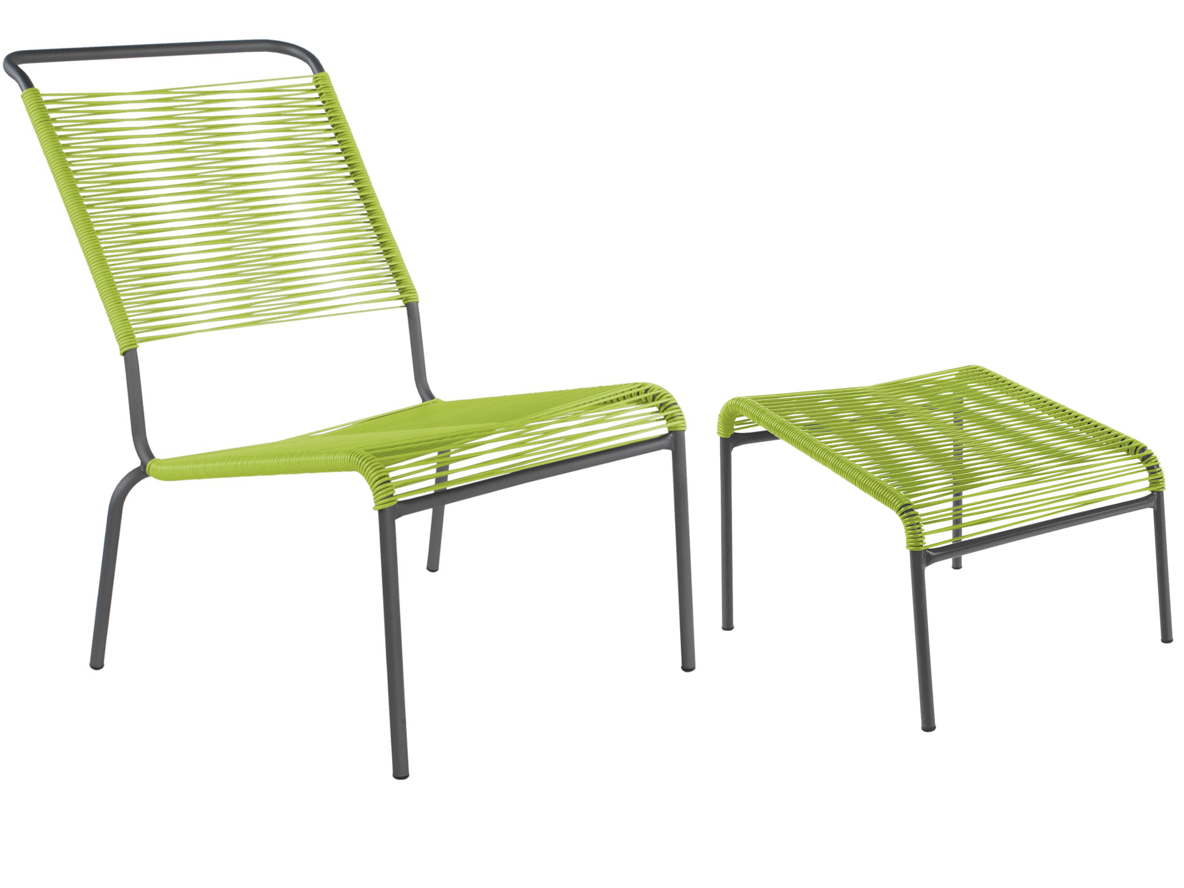 Schaffner Spaghetti-Lounger + Hocker Säntis Hochlehner Grün | Schubiger Möbel