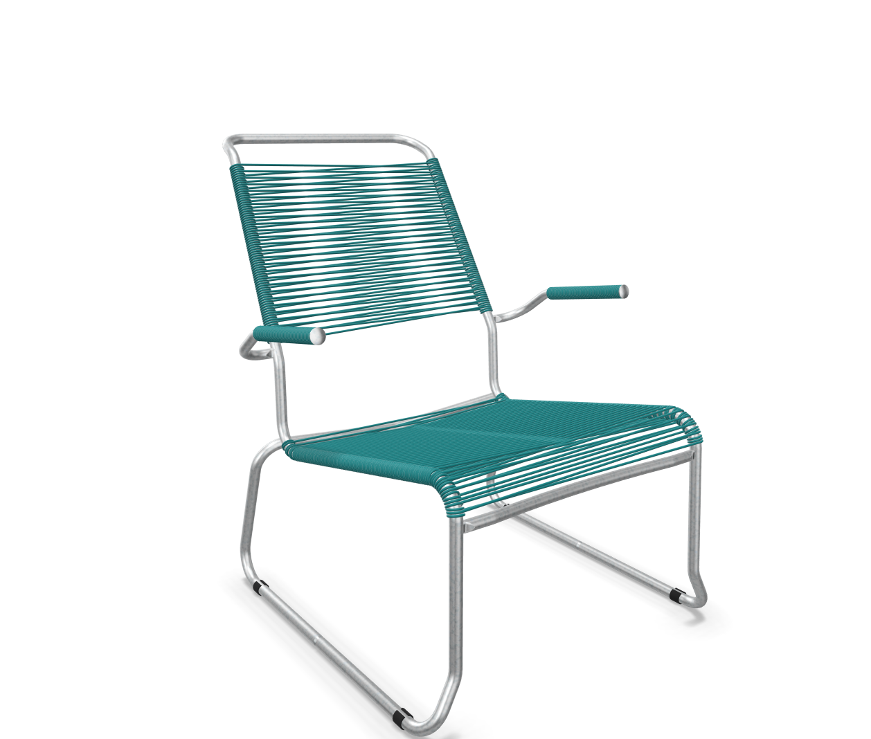 Kufen-Spaghetti-Lounger Säntis mit Lehne / Hochlehner Feuerverzinkt von Schaffner / Farbe: Kaliblau / Grösse: 68 x 85 cm