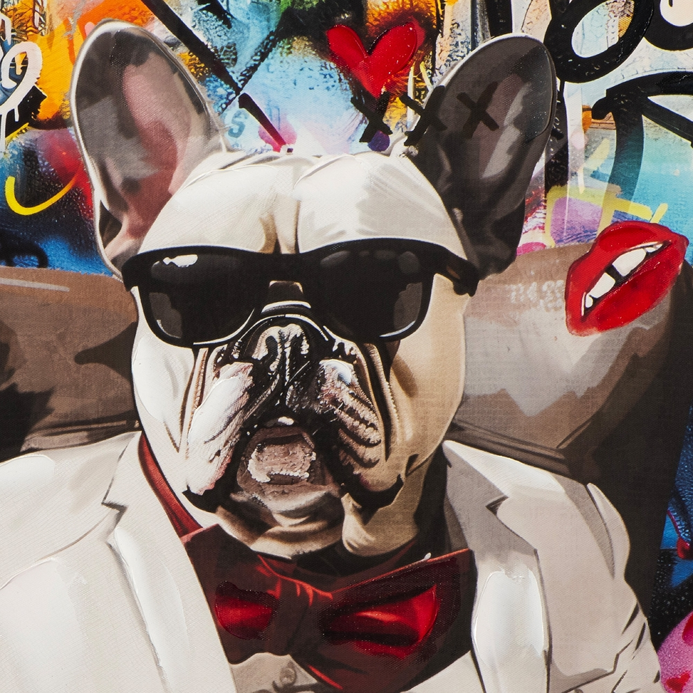 Bild Cool French Dog image LAND / Grösse: 80 x 80 cm