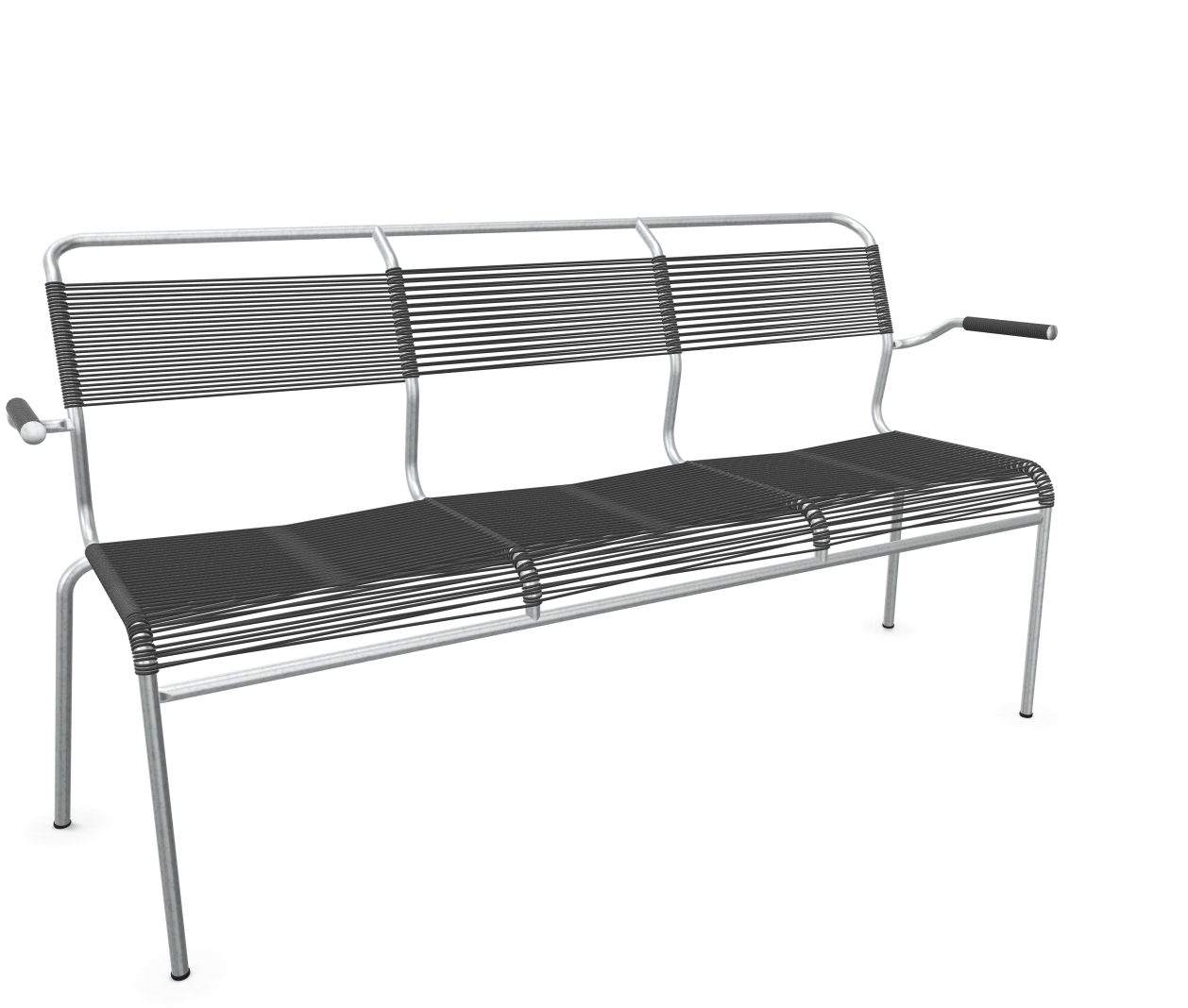 Schaffner Spaghetti-3er-Bank Säntis mit Lehne Feuerverzinkt Grau | Schubiger Möbel