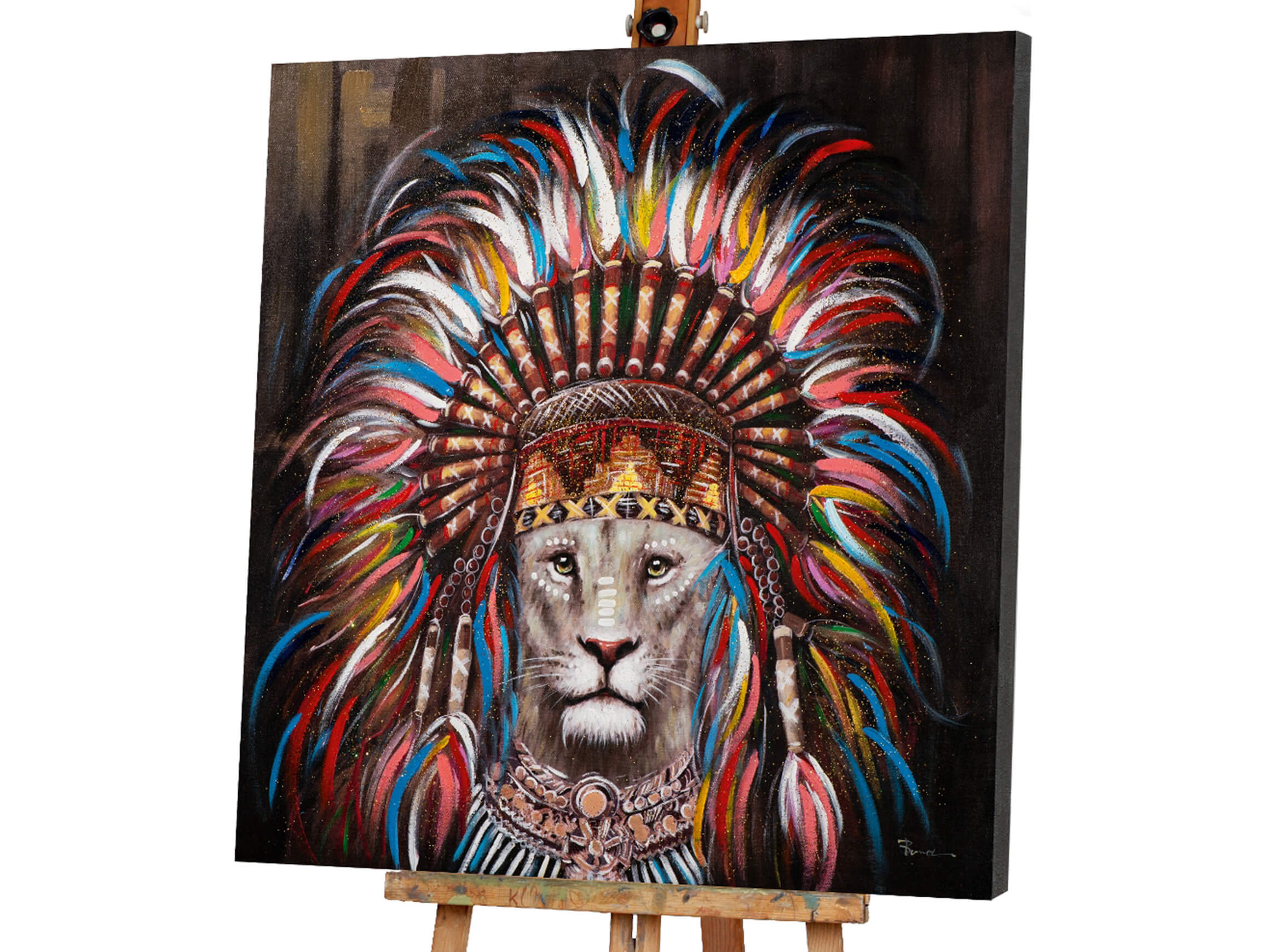 Bild Löwe mit Indianerperücke image LAND