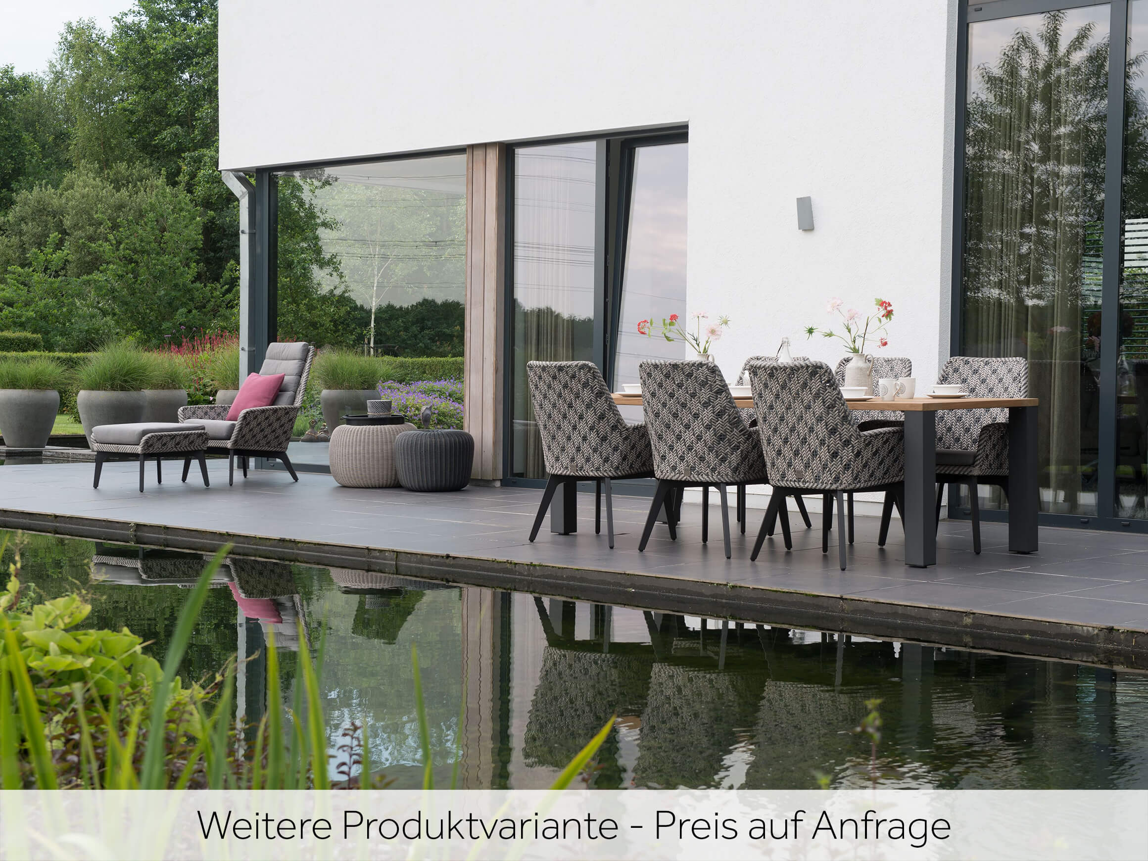 Gartenstuhl Sabino, Flechtwerk, Kissen Grau, b 65 cm t 47 cm h 94 cm