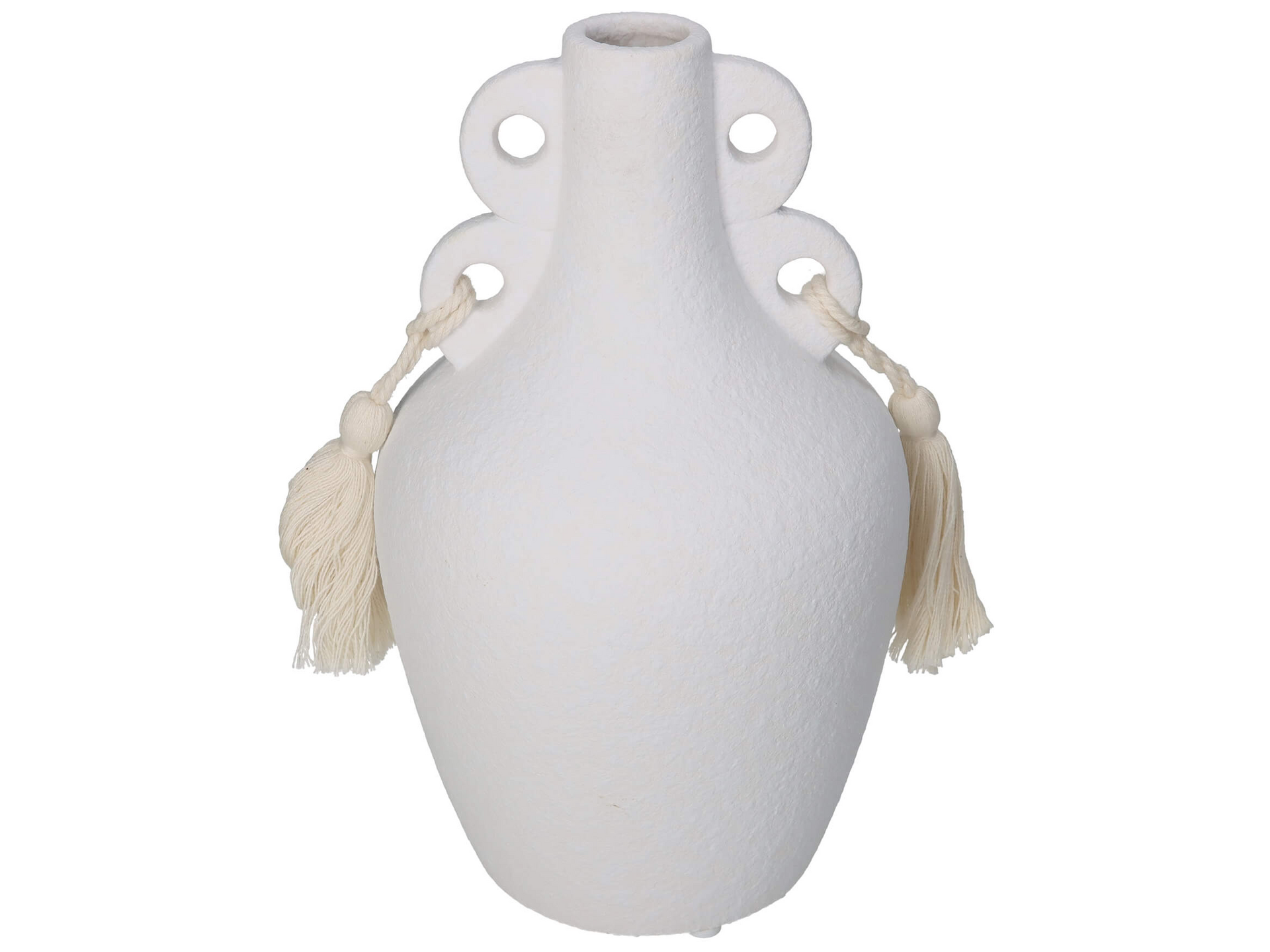 Vase Weiss mit Quasten H: 24 cm Kersten Vase Weiss mit Quasten H: 24 cm Kersten