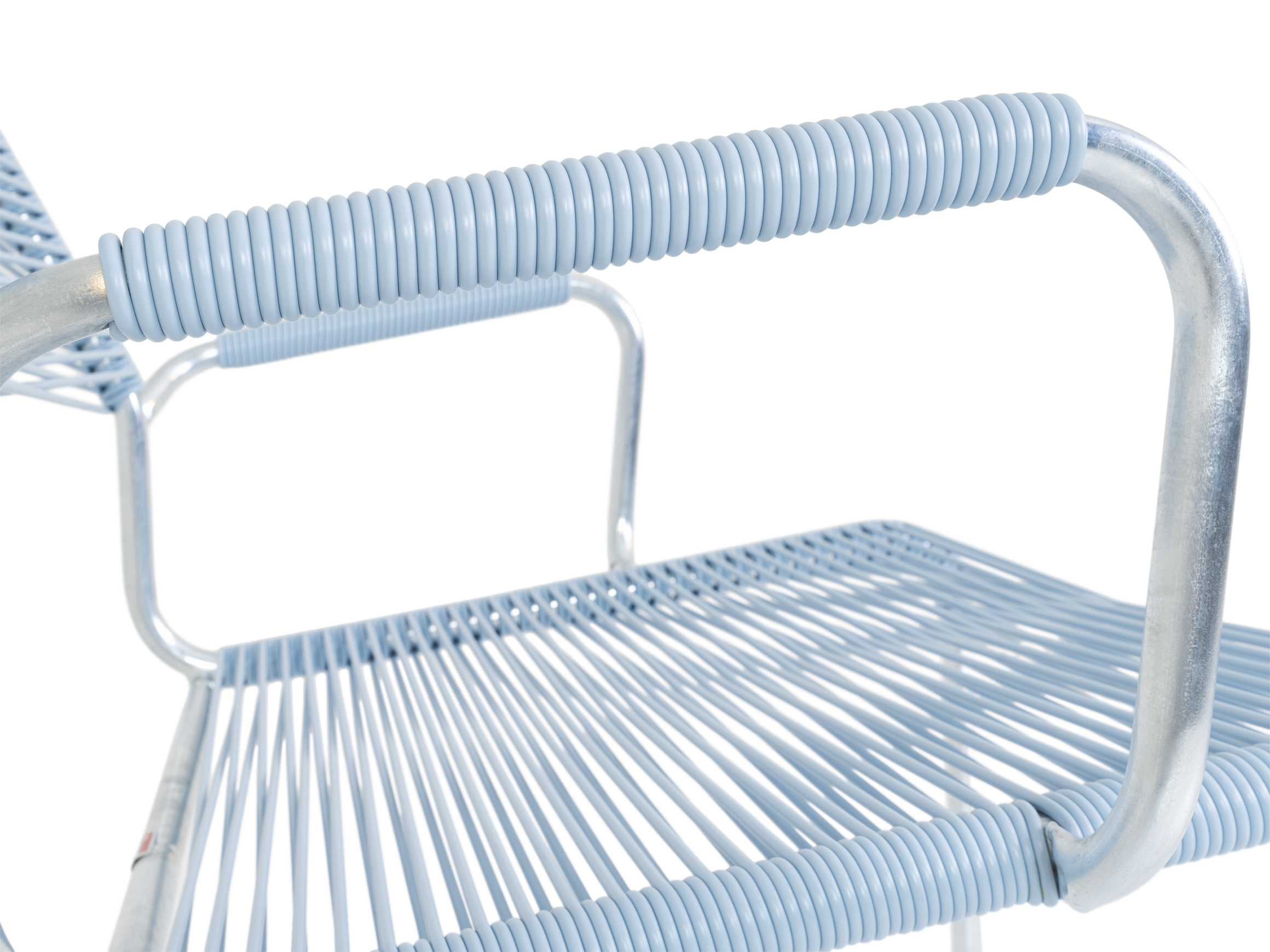 Spaghettisalon-Sessel Rigi mit Armlehnen von Schaffner / Farbe: Pastellblau / Grösse: x cm