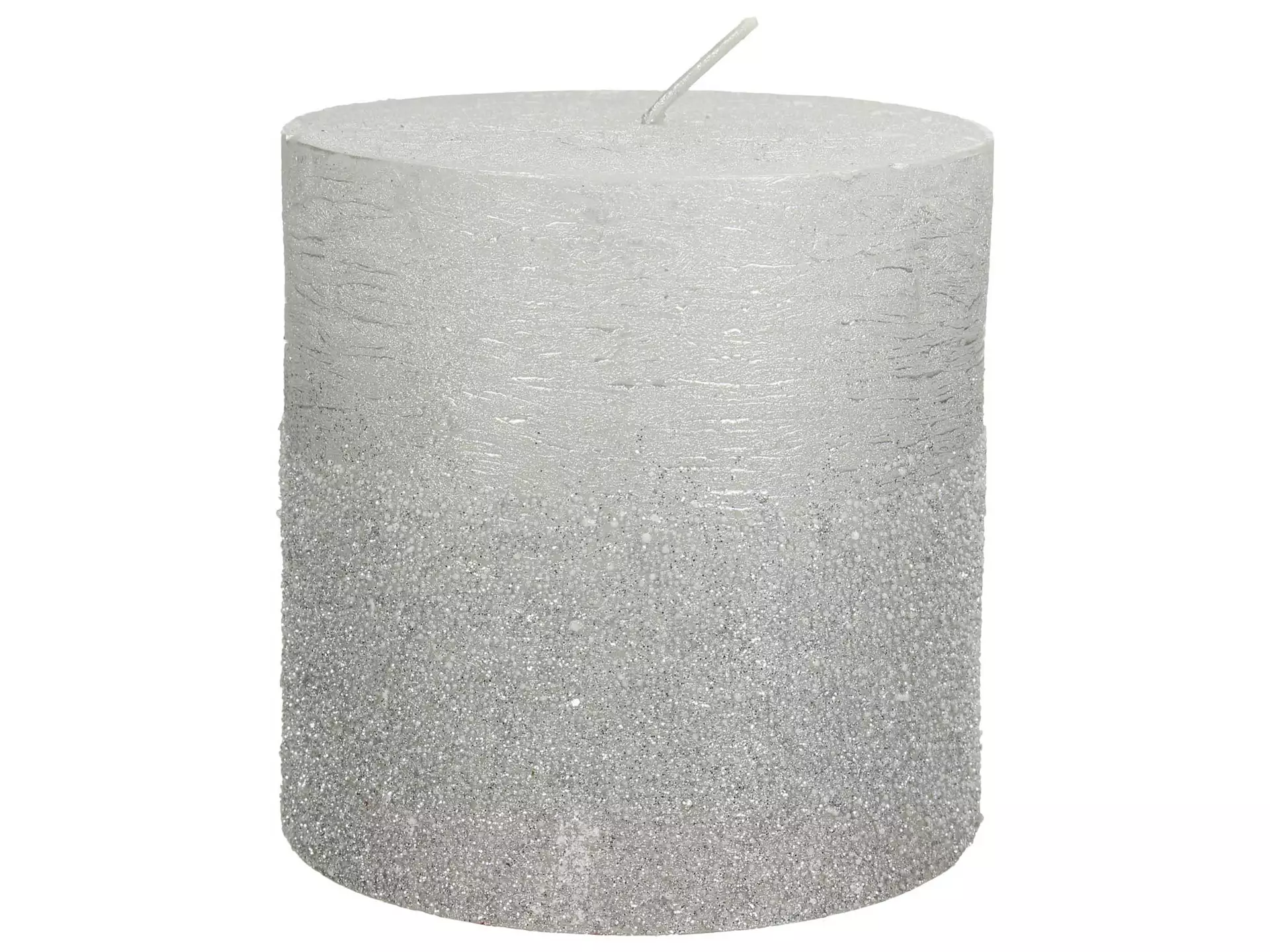 Kerze Silber mit Glitter T: 10 cm Kersten