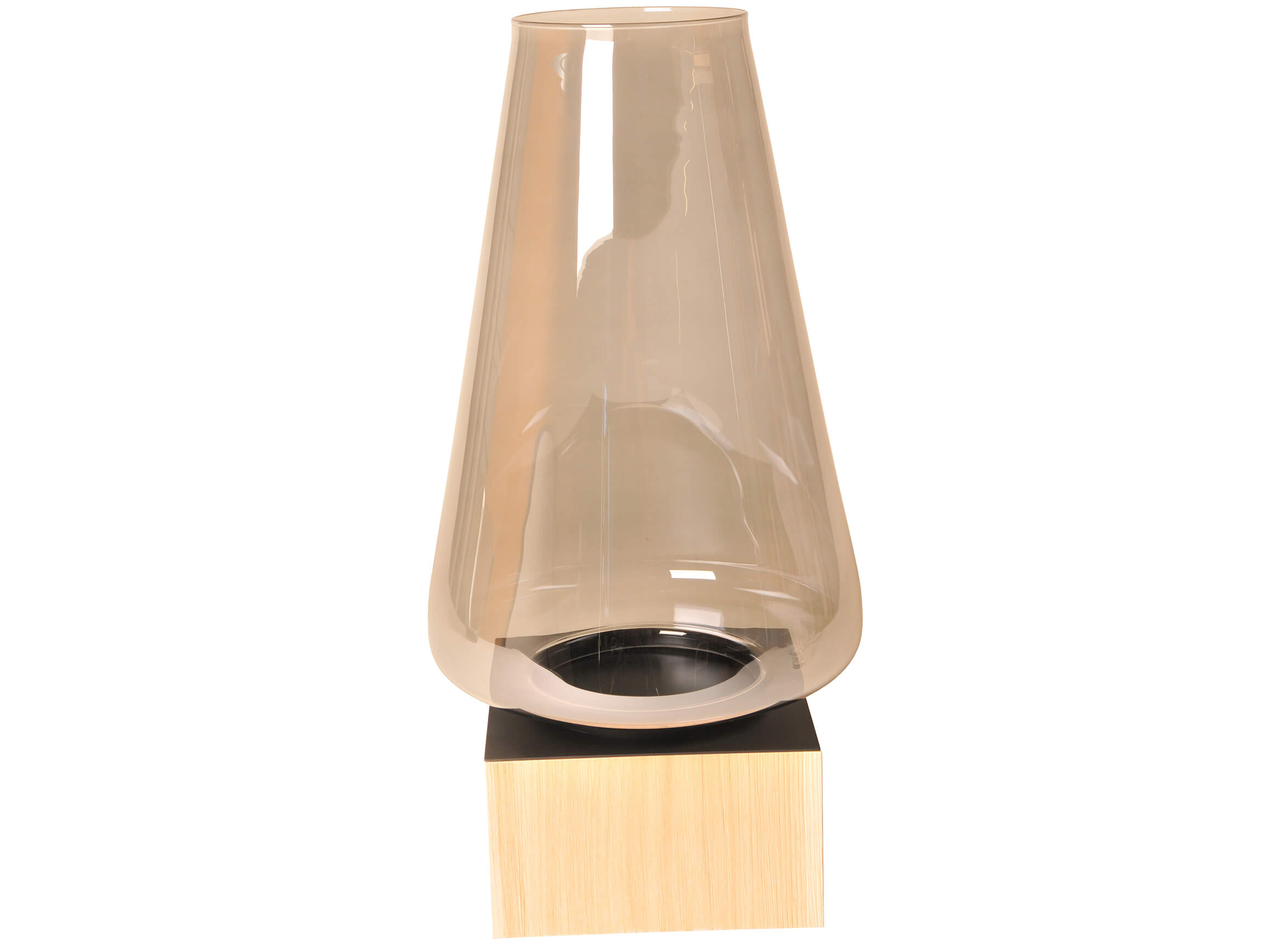 Windlicht Glas Eiche H: 61 cm Schlittler / Farbe: Eiche Transparent