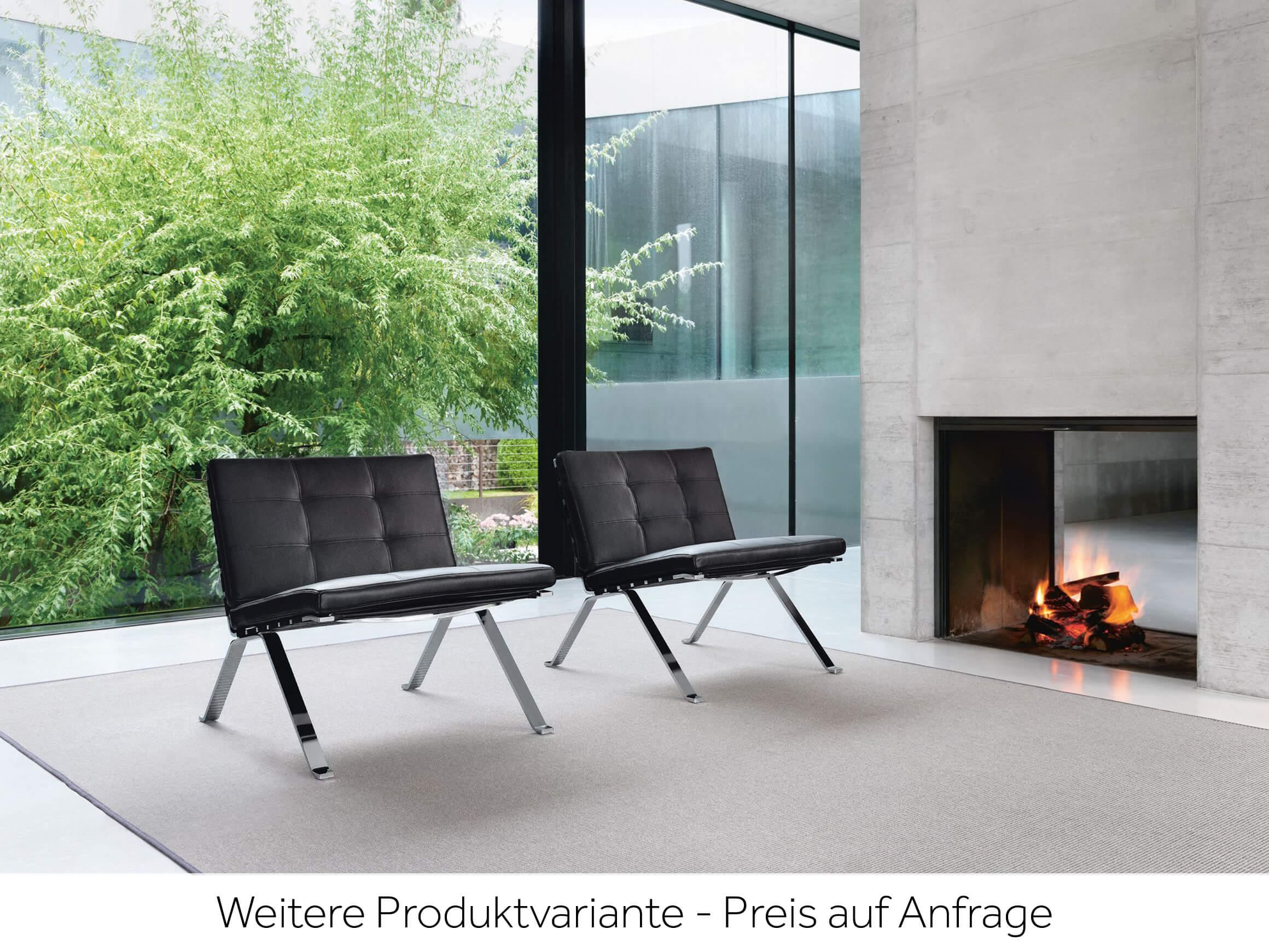 Sessel + Hocker 1600 Girsberger / Farbe: Schwarz / Bezugsmaterial: Leder