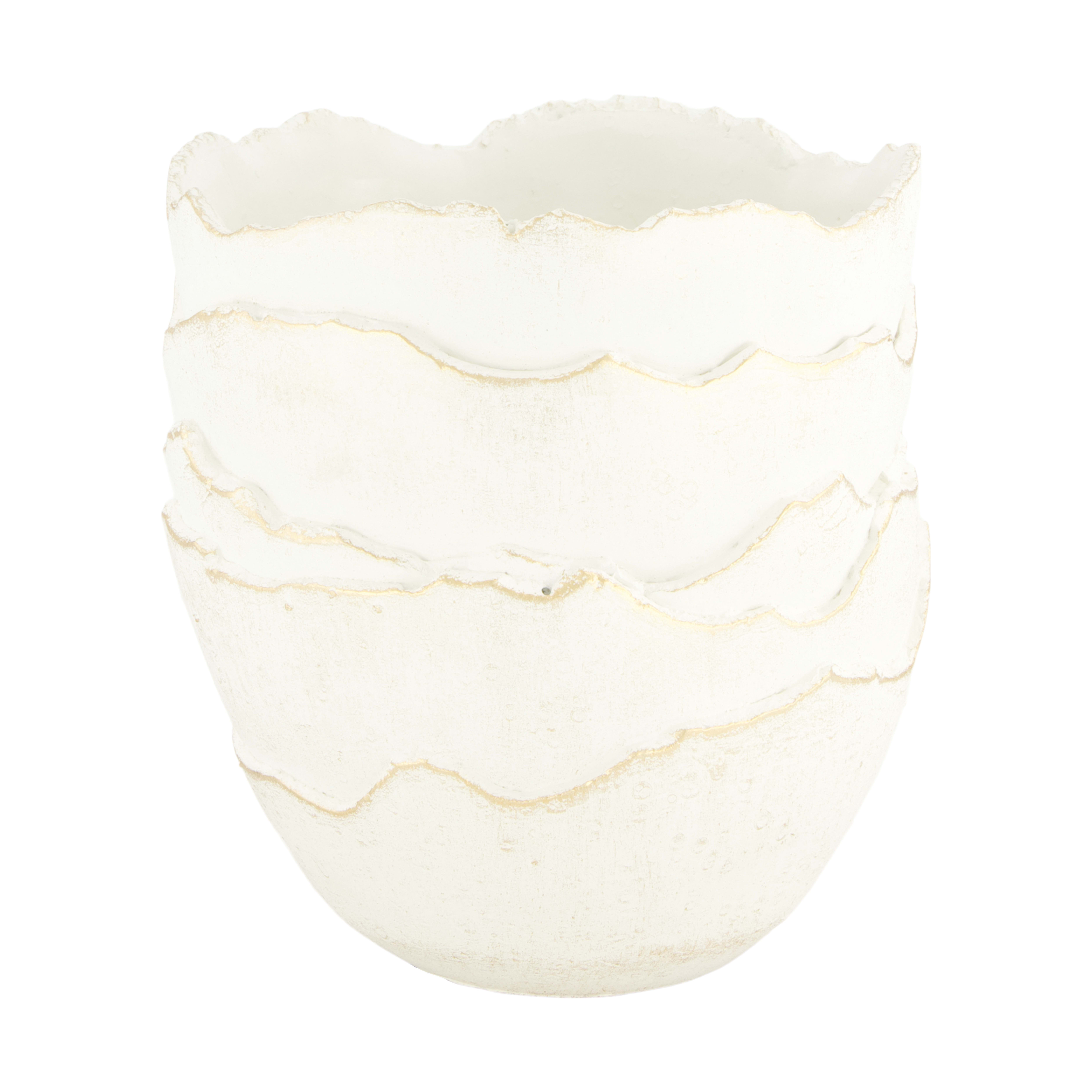 Decofinder Gefäss Zement, Weiss Gold T: 15 cm  | Schubiger Möbel