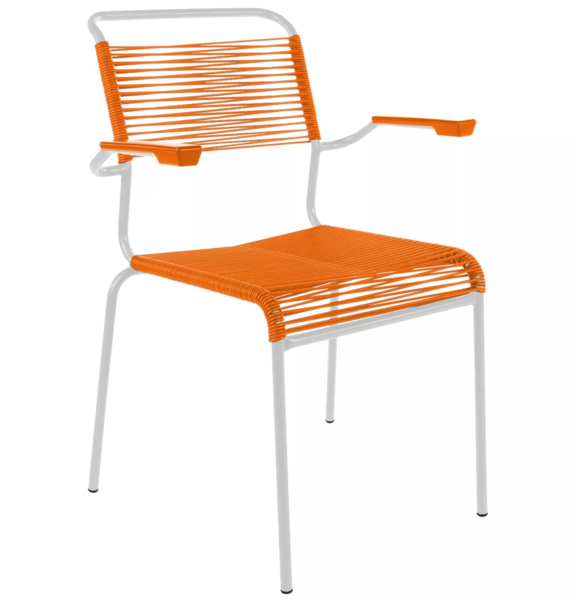 Spaghetti-Stuhl Säntis mit Armlehnen Schaffner / Farbe: Orange