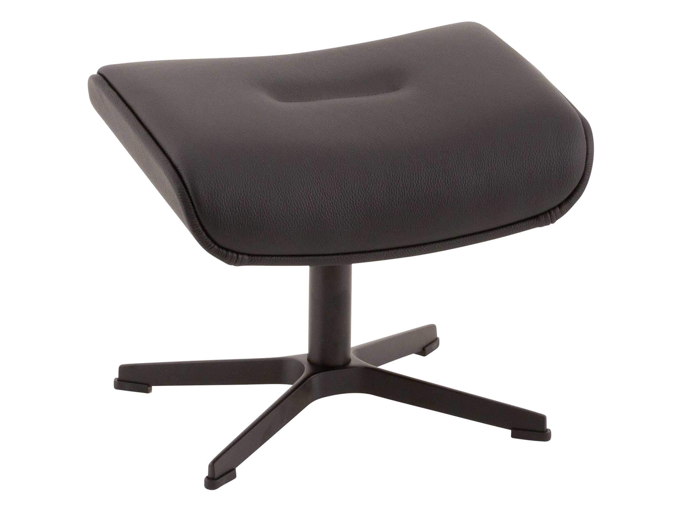 Hocker Time Out, Leder Schwarz, Holzschale Nussbaum, Eames Chair