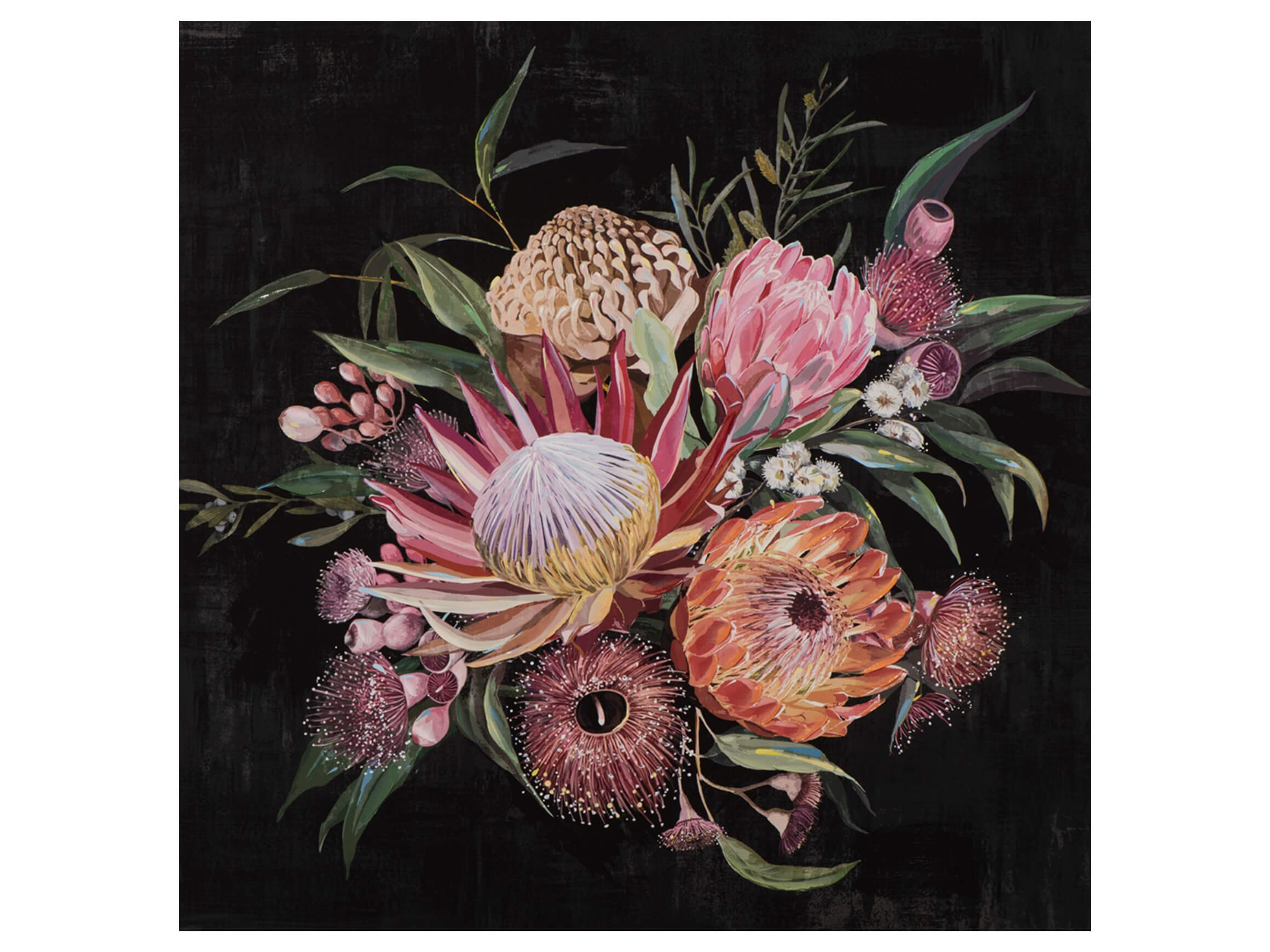 Bild Blumenstrauß auf dunklem Hintergrund image LAND / Grösse: 60 x 60 cm