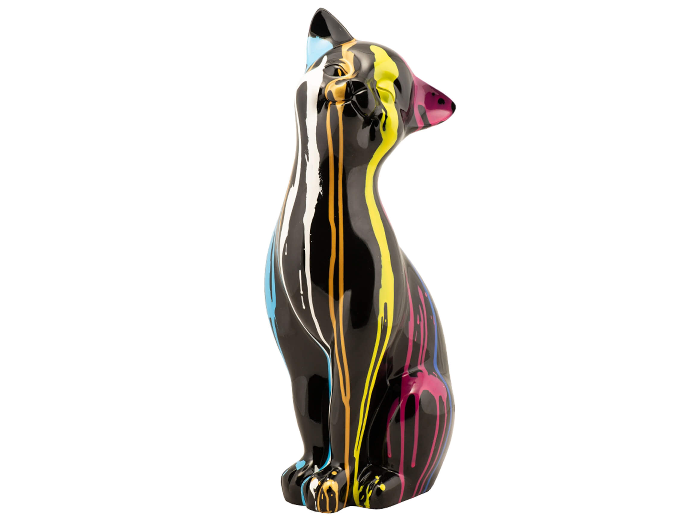 Skulptur Sitzende Bunte Katze 1 image LAND