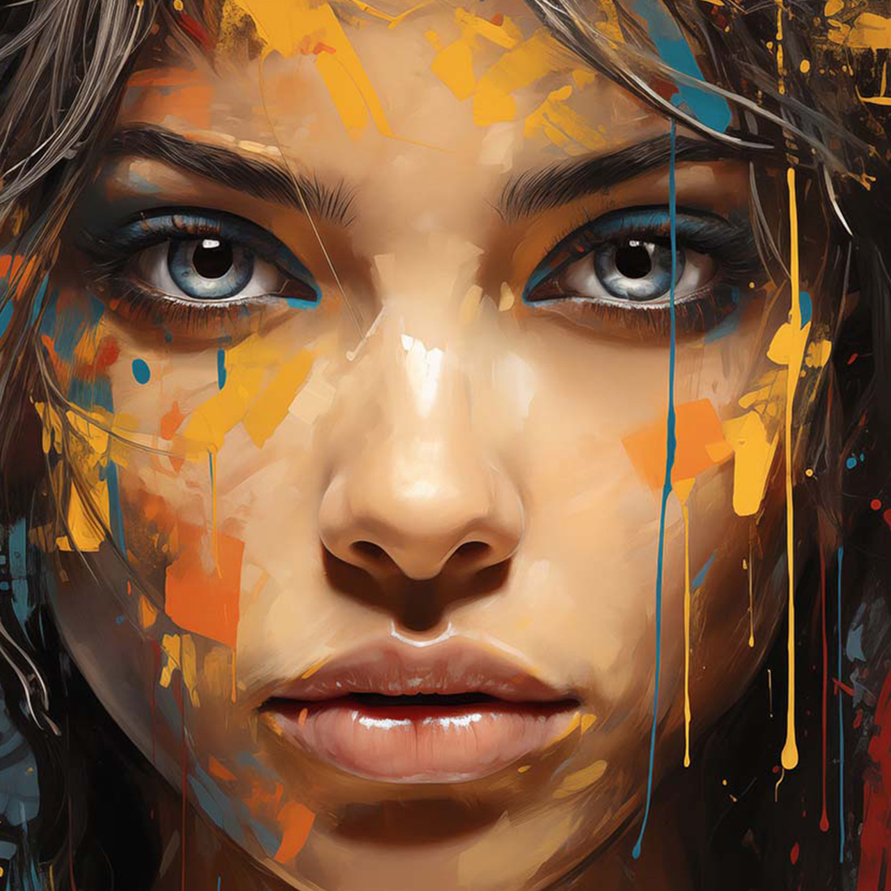 Canvas-Grey Eyes Behind Colours-image LAND